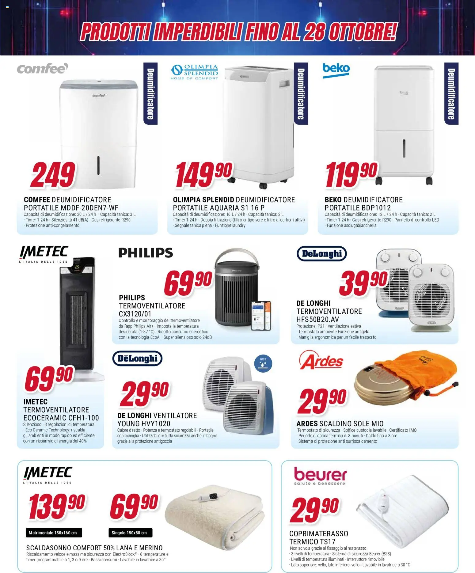 Volantino Trony del 16/10/2026 | Pagina: 30 | Prodotti: Ventilatore, Tanica, Materasso, Coprimaterasso