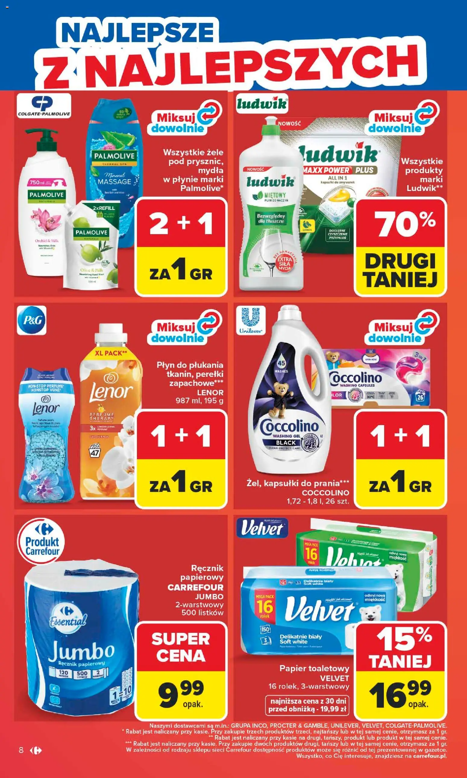 Carrefour gazetka od 04.05.2026 | Strona: 10 | Produkty: Papier toaletowy, Coccolino, Kapsułki do prania, Ręcznik papierowy