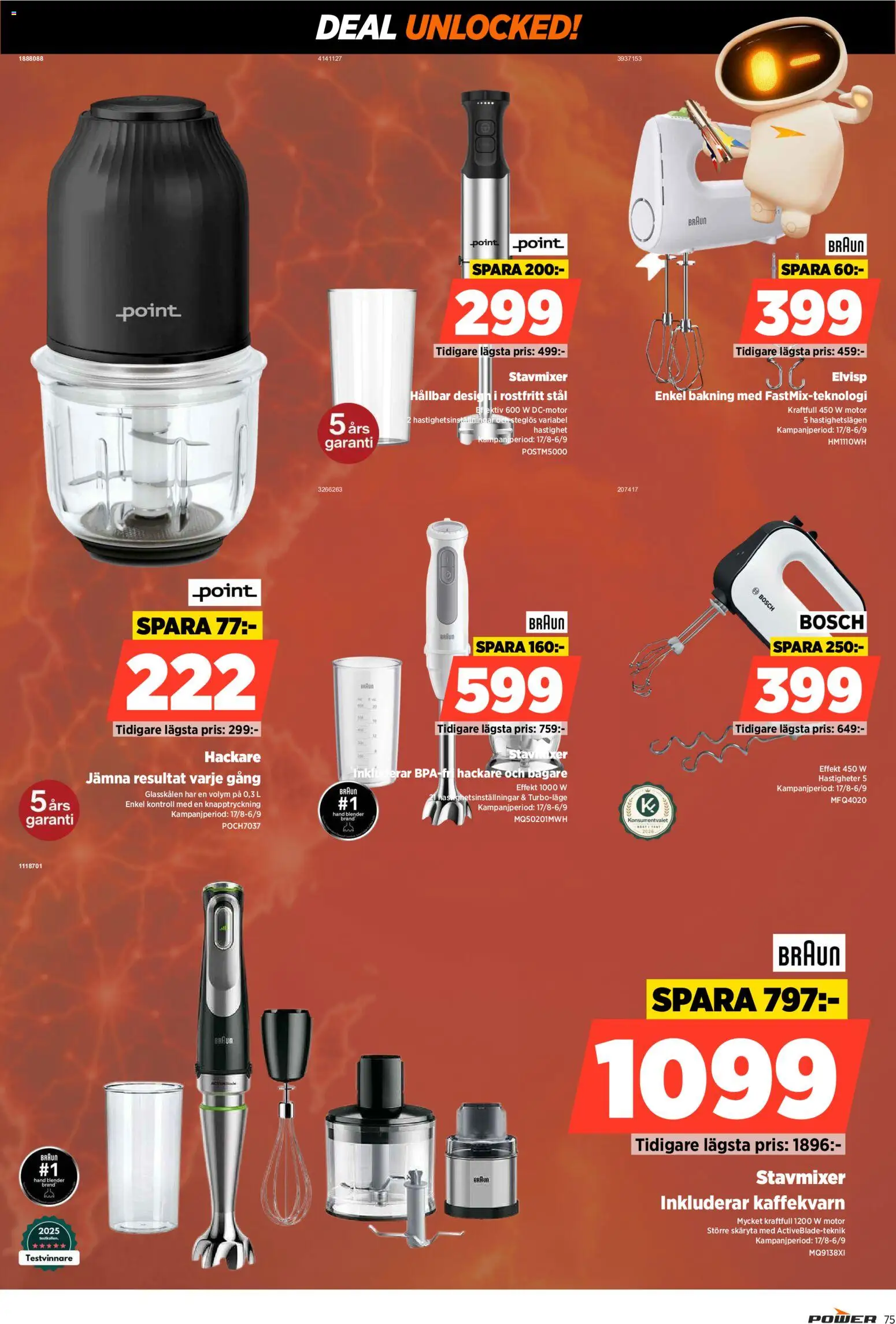 Power reklamblad aktuell från 31/08/2026 | Sida: 75 | Produkter: Kaffekvarn, Stavmixer, Elvisp, Blender