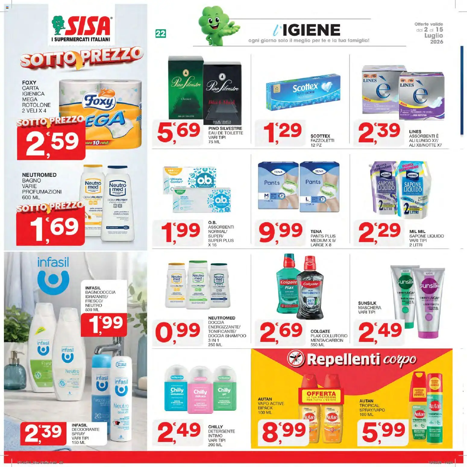 Volantino SISA del 02/07/2026 | Pagina: 22 | Prodotti: Shampoo, Maschera, Sapone, Deodorante