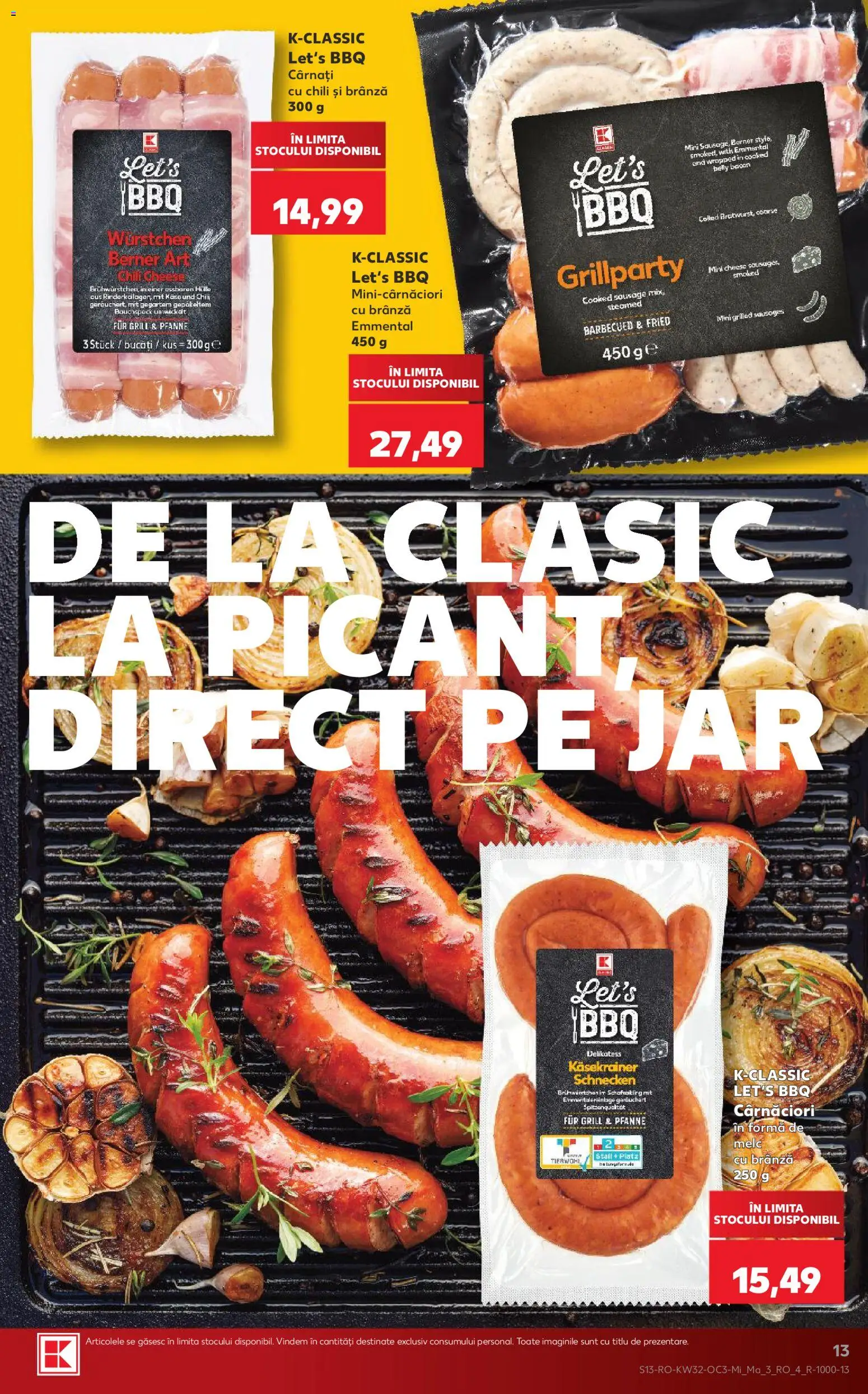 Noul catalog Kaufland – valabil de la 05.08.2026 | Pagină: 13 | Produse: Grill, Bacon, Brânză, Cârnați