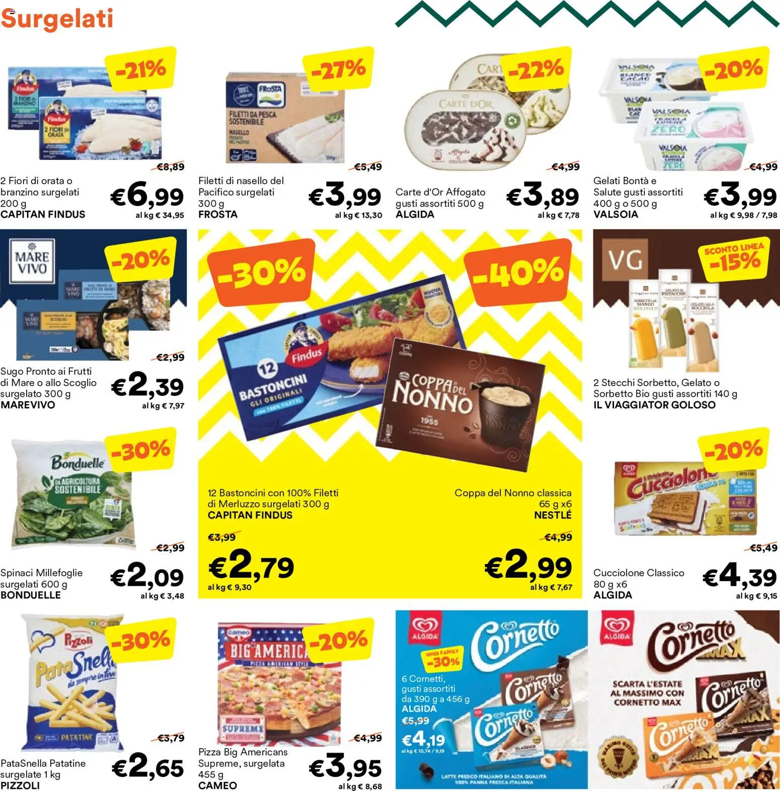 Volantino Unes del 13/07/2026 | Pagina: 2 | Prodotti: Patatine, Gelato, Frutti di mare, Pesca