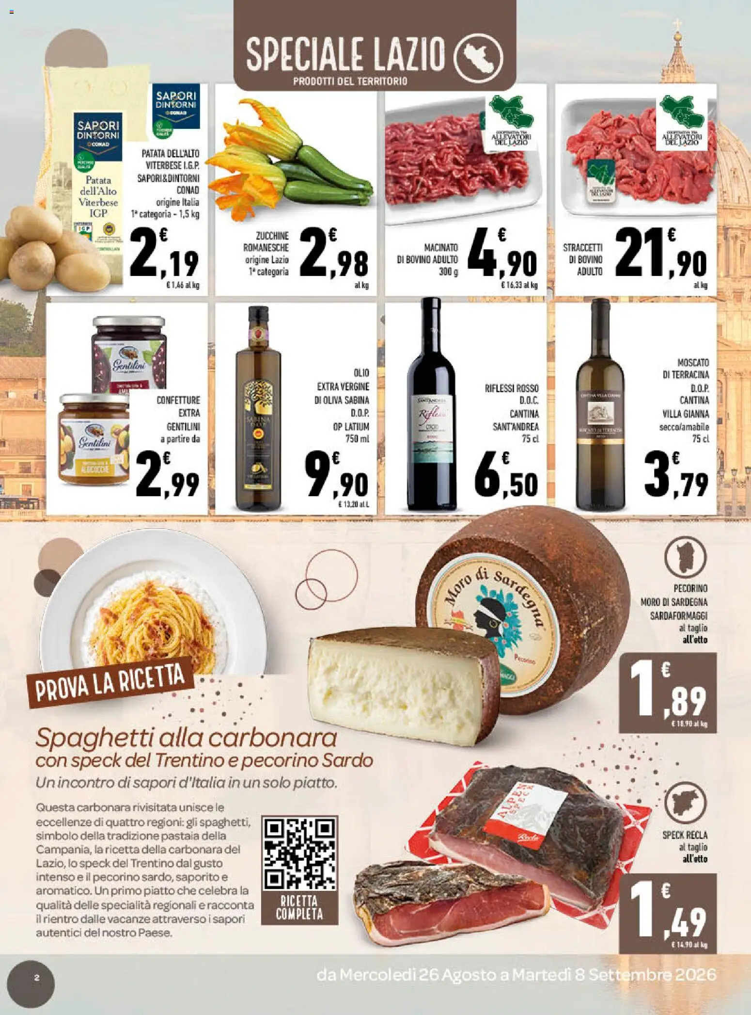 Volantino Conad del 26/08/2026 | Pagina: 2 | Prodotti: Taglio, Piatto, Specialità, Macinato
