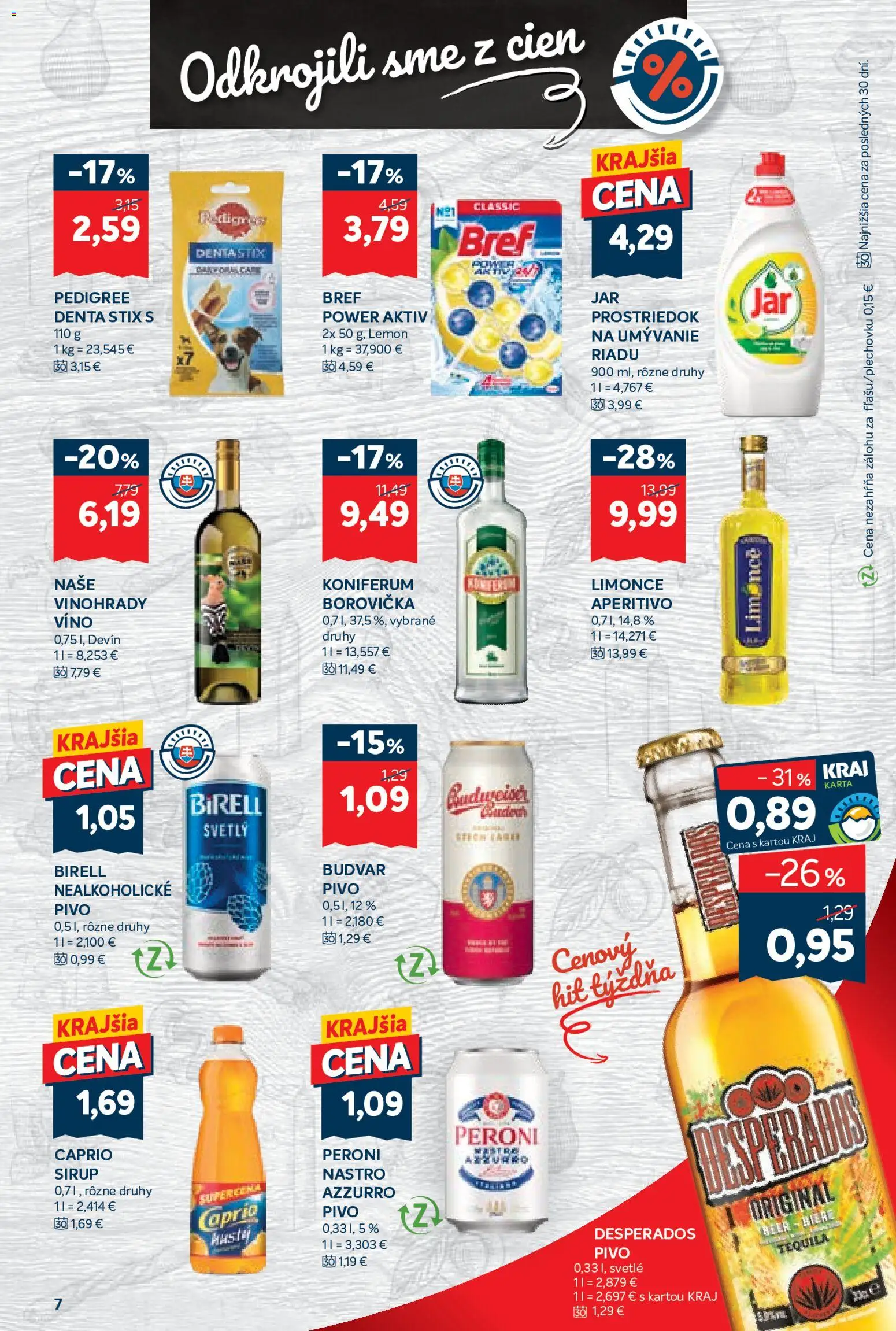 Nové Kraj akcie – leták je platný od 02.07.2026 | Strana: 13 | Produkty: Víno, Desperados, Nealkoholické pivo, Tequila