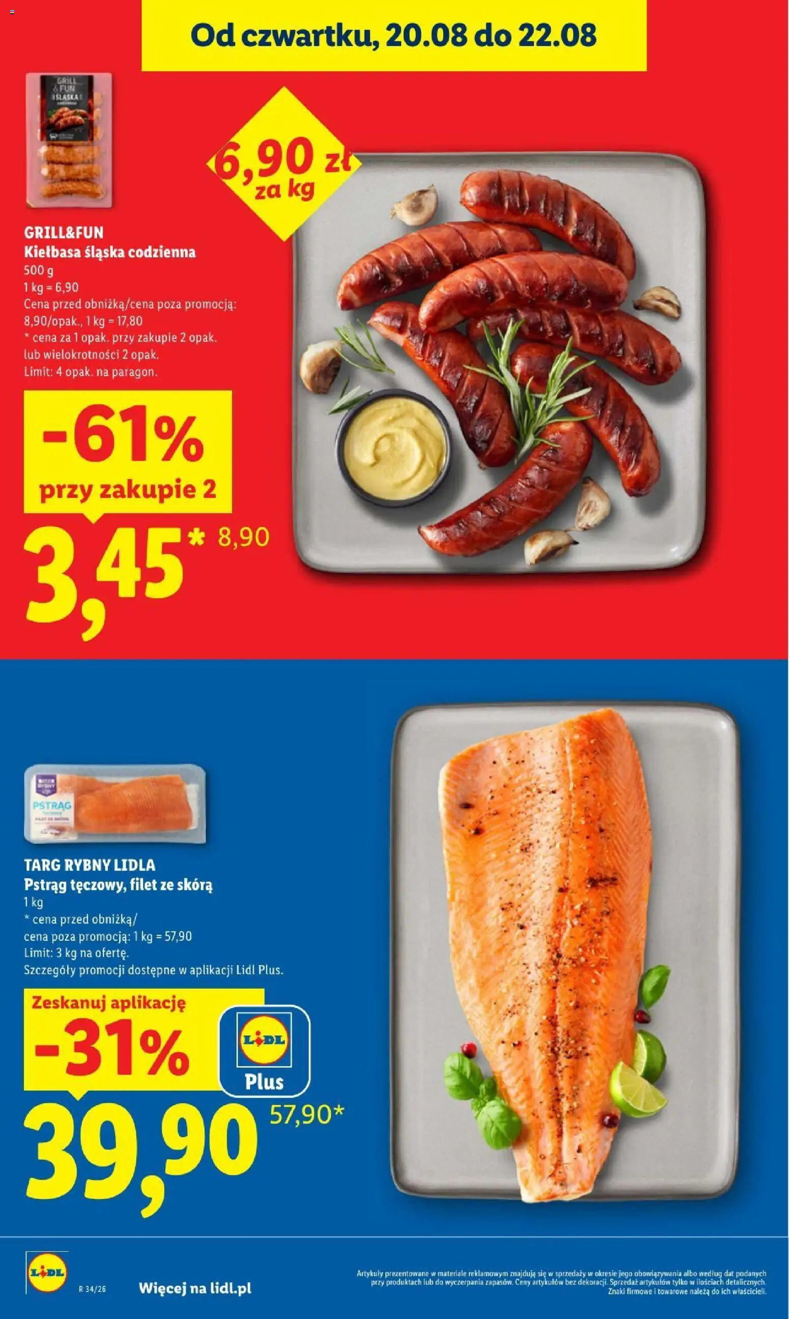 Lidl gazetka od 20.08.2026 | Strona: 12 | Produkty: Kiełbasa, Grill, Kiełbasa śląska, Filet
