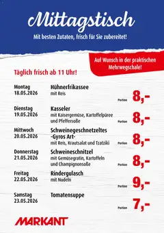 Markant  Mittagstisch ab 18.05.2026 gültig