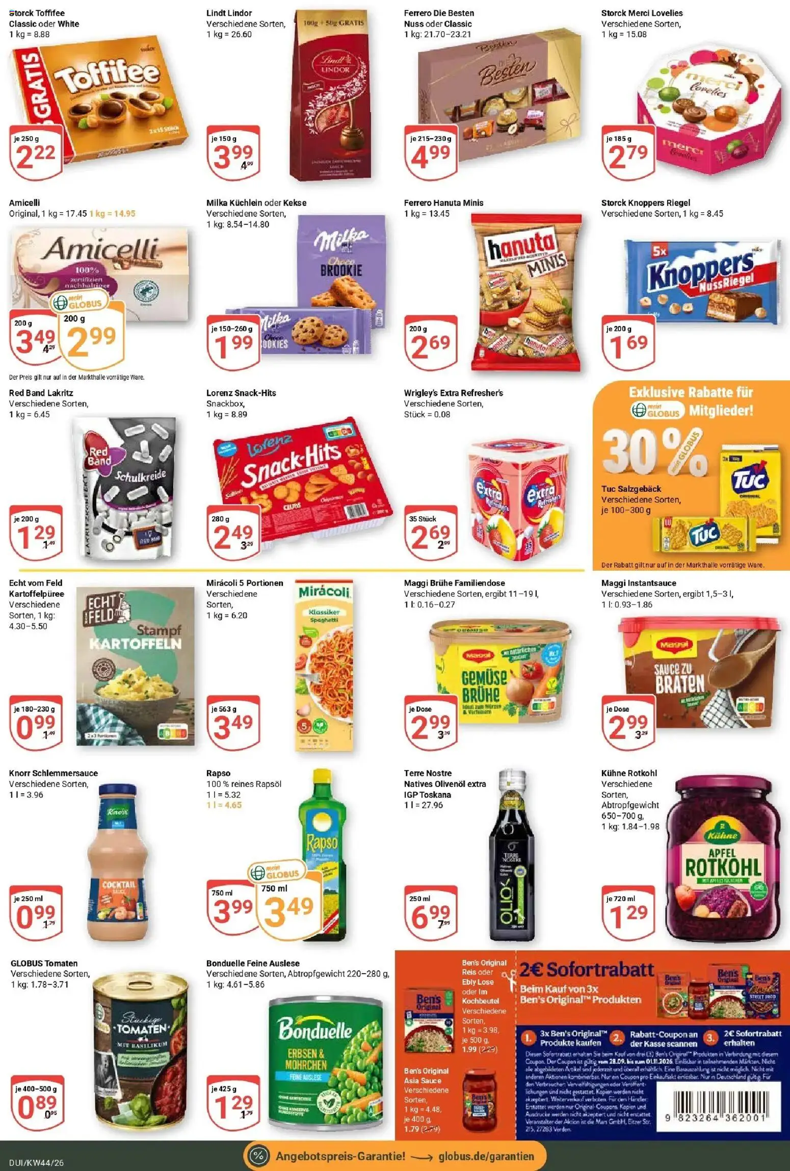 Globus Prospekt Duisburg (ab 26.10.2026) » Angebote online | Seite: 15 | Produkte: Milka, Kartoffeln, Knoppers, Lindt