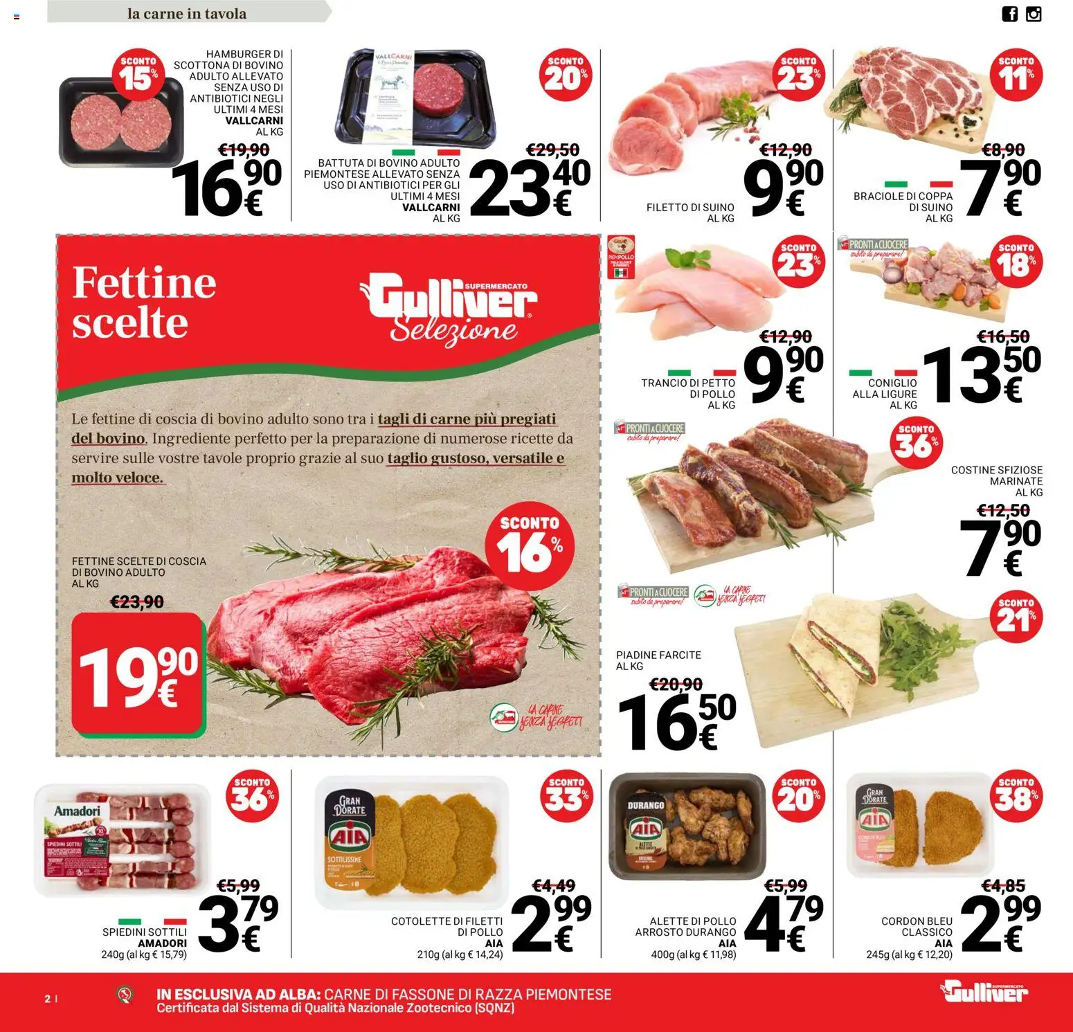Volantino Gulliver del 02.05.2026 | Pagina: 2 | Prodotti: Bovino, Arrosto, Hamburger, Spiedini