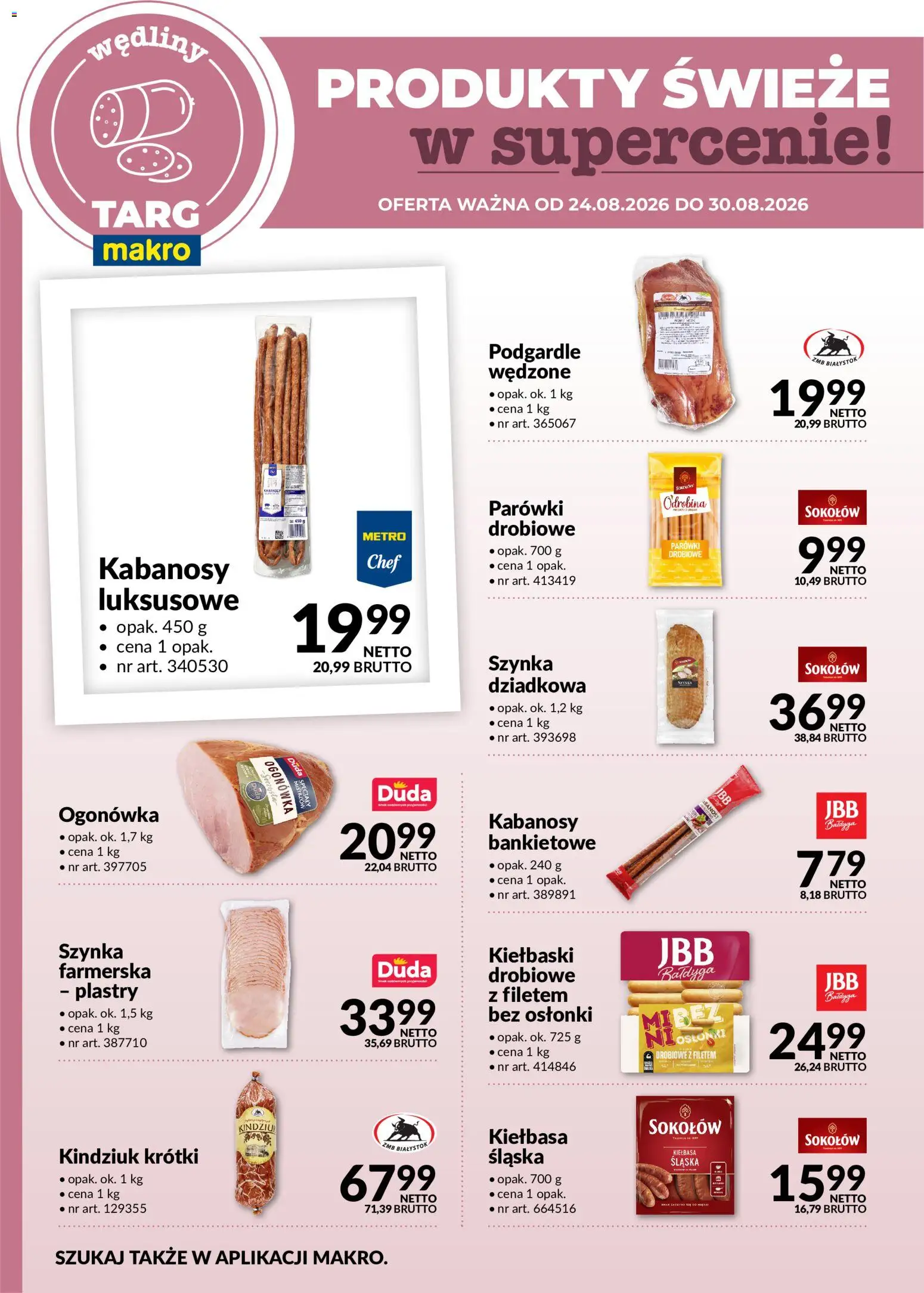 Makro gazetka - Produkty świeże w supercenie od 24.08.2026 | Strona: 2 | Produkty: Parówki, Kiełbaski, Szynka, Wędliny