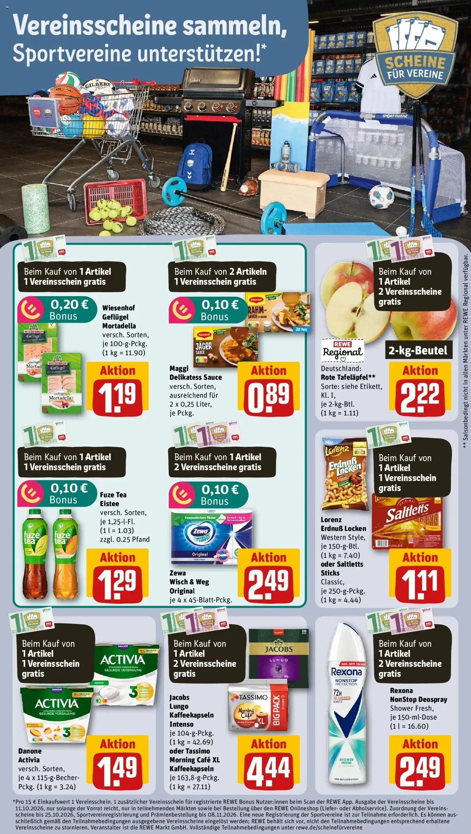 REWE Prospekt ab 28.09.2026 zum Blättern » Angebote | Seite: 11 | Produkte: Activia, Zewa, Deospray, Tassimo