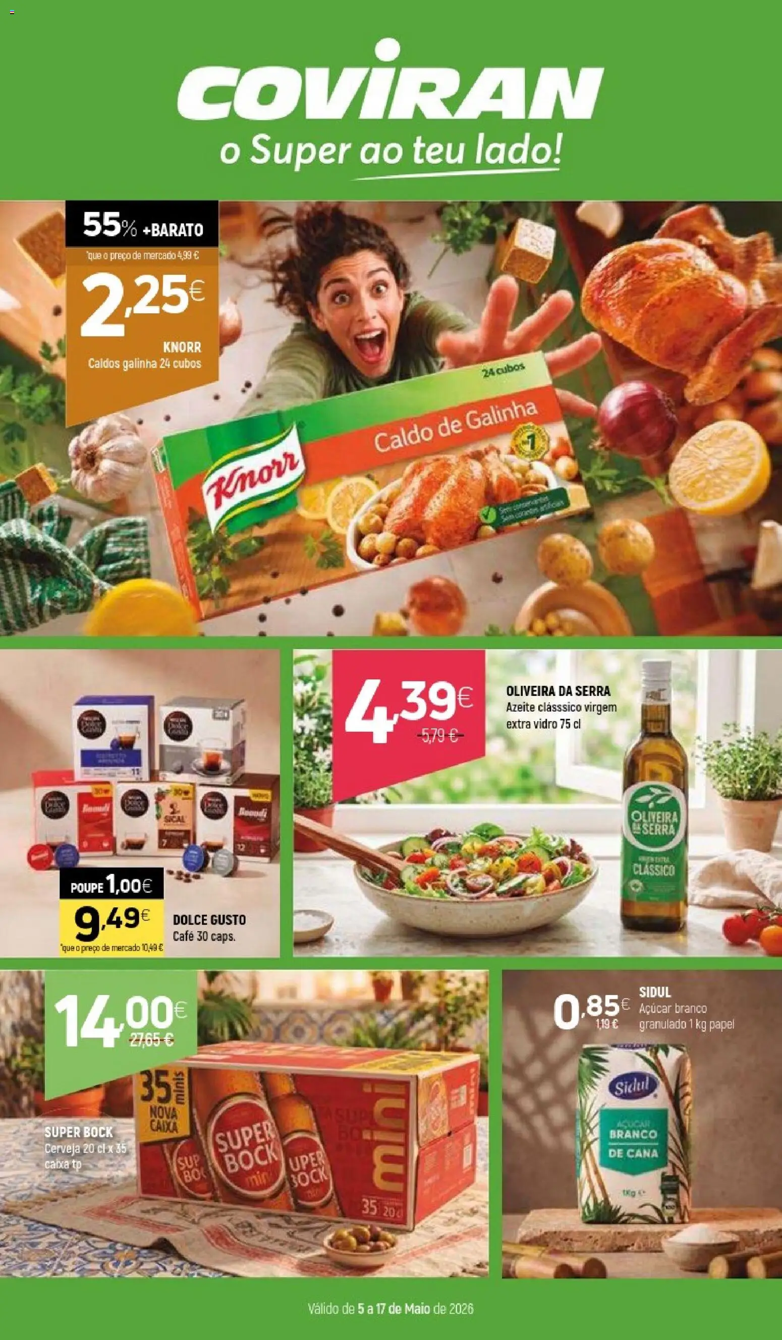 Coviran folheto │ válido de 05.05.2026 | Página: 1 | Produtos: Knorr, Caixa, Cerveja, Açúcar