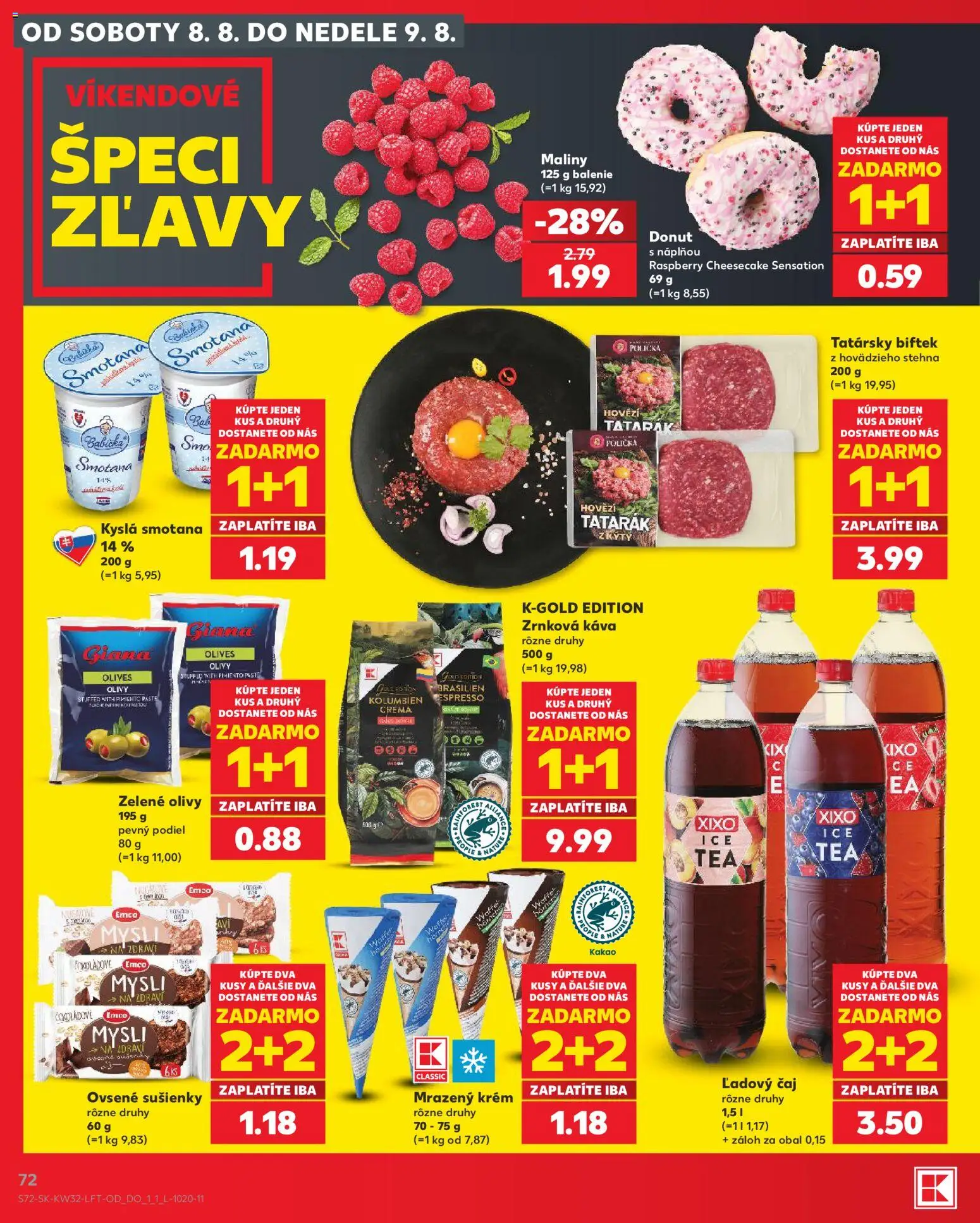 Nové Kaufland akcie – leták je platný od 06.08.2026 | Strana: 72 | Produkty: Čaj, Krém, Maliny, Kakao