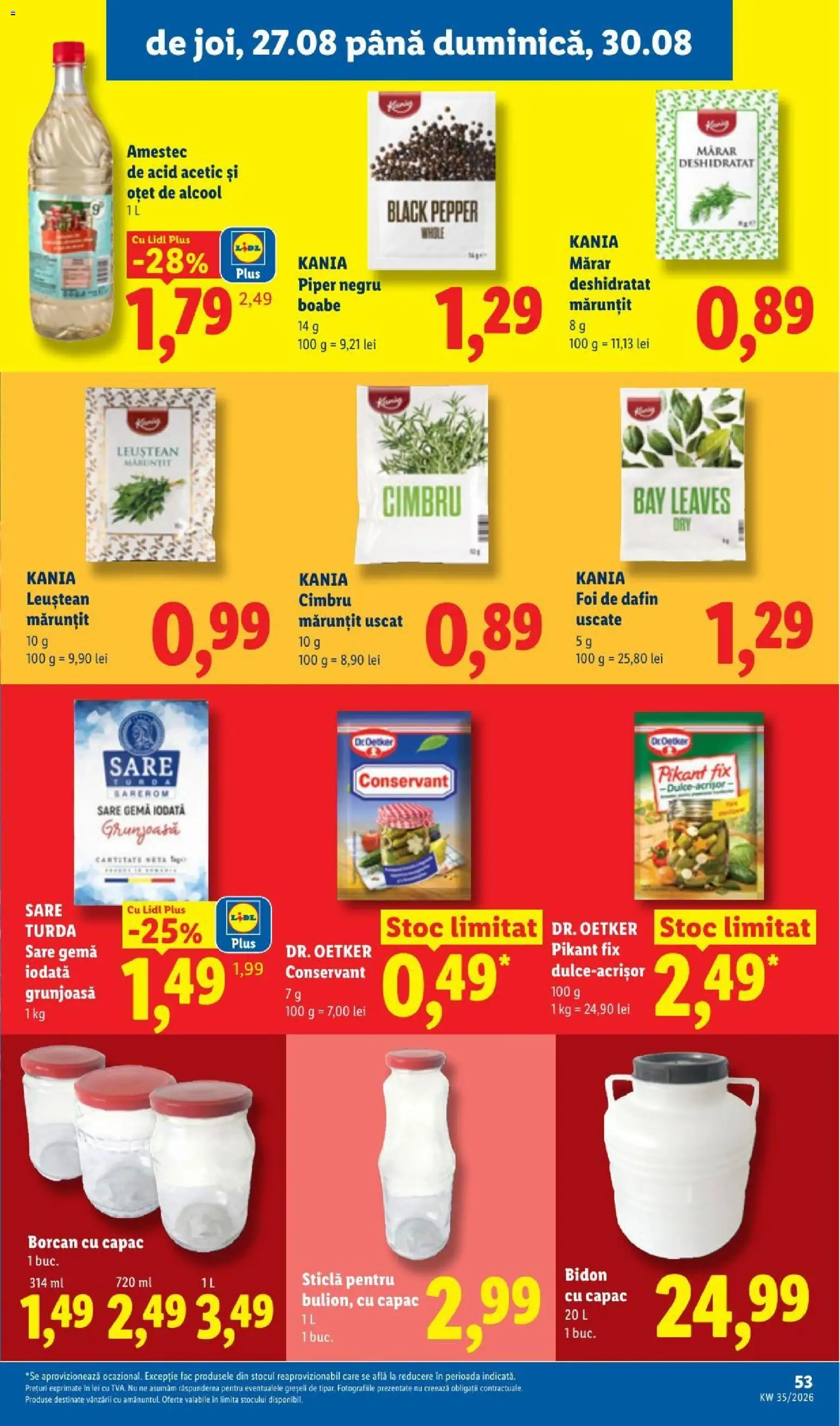 Noul catalog Lidl – valabil de la 24.08.2026 | Pagină: 53 | Produse: Mărar, Oțet, Amestec, Sare