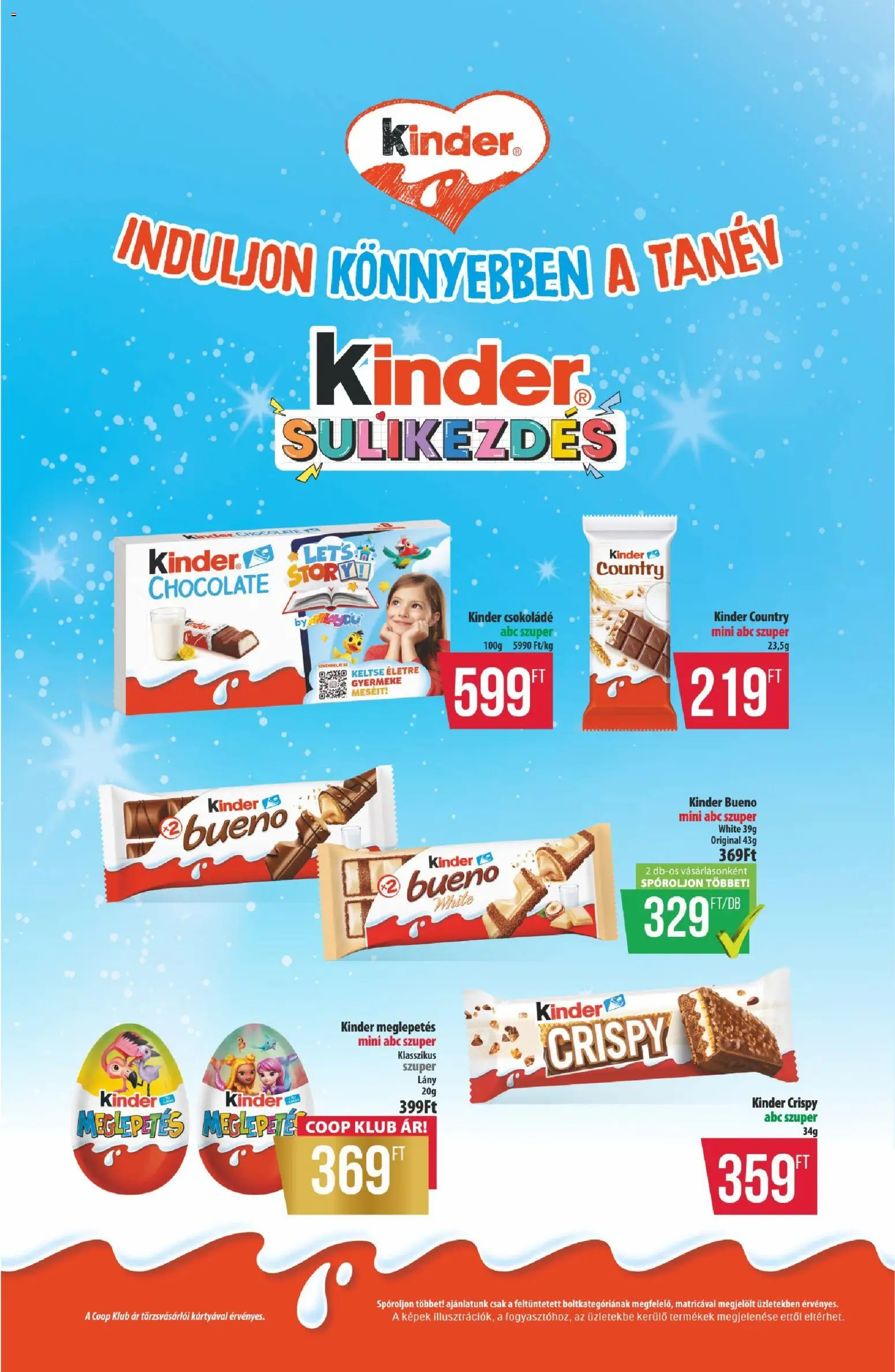 COOP akciós ujság - amely érvényes a következő dátumtól: 2026.09.24. | Oldal: 2 | Termékek: Kinder Bueno, Csokoládé, Kinder