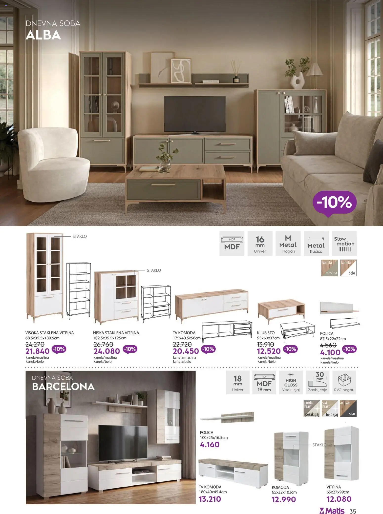 Matis katalog - važi od 01.01.2026 | Strana: 35 | Proizvode: Komoda, Tv komoda, Sto, Staklo