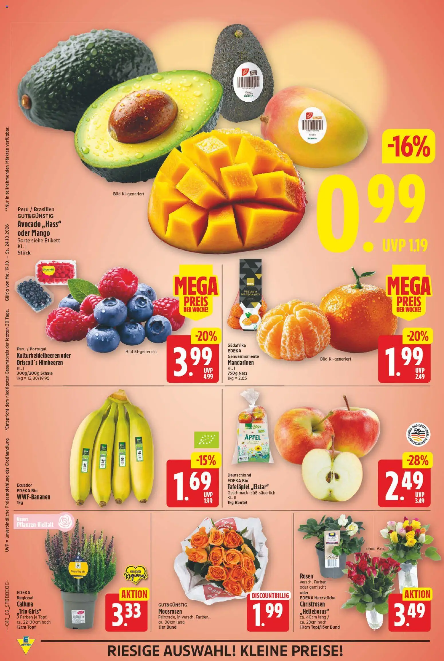 E center Prospekt – gültig ab 19.10.2026 | Seite: 2 | Produkte: Vase, Äpfel, Mandarinen, Mango