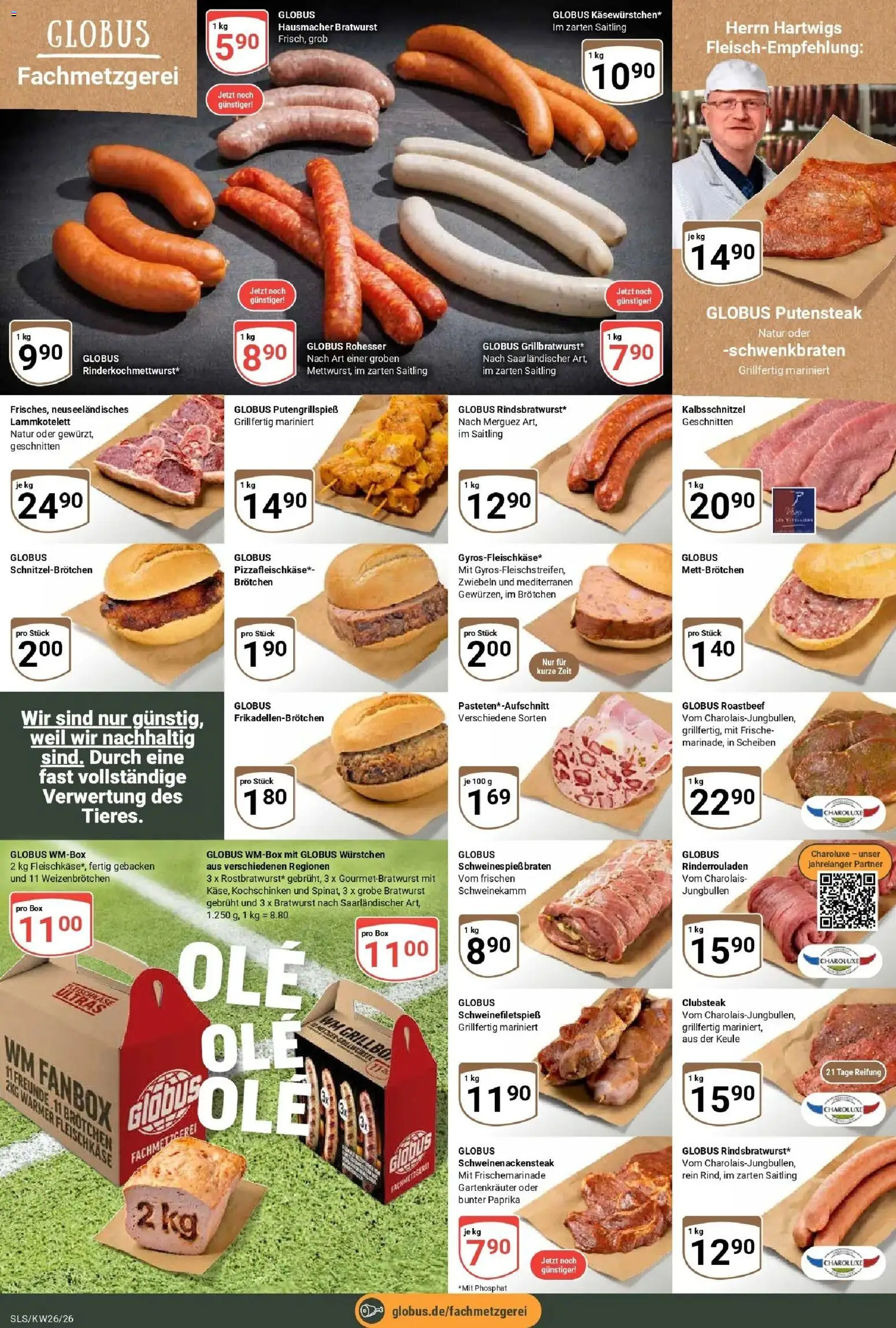 Globus Prospekt Saarlouis – gültig ab 21.06.2026 | Seite: 12 | Produkte: Rinderrouladen, Bratwurst, Roastbeef, Zwiebeln