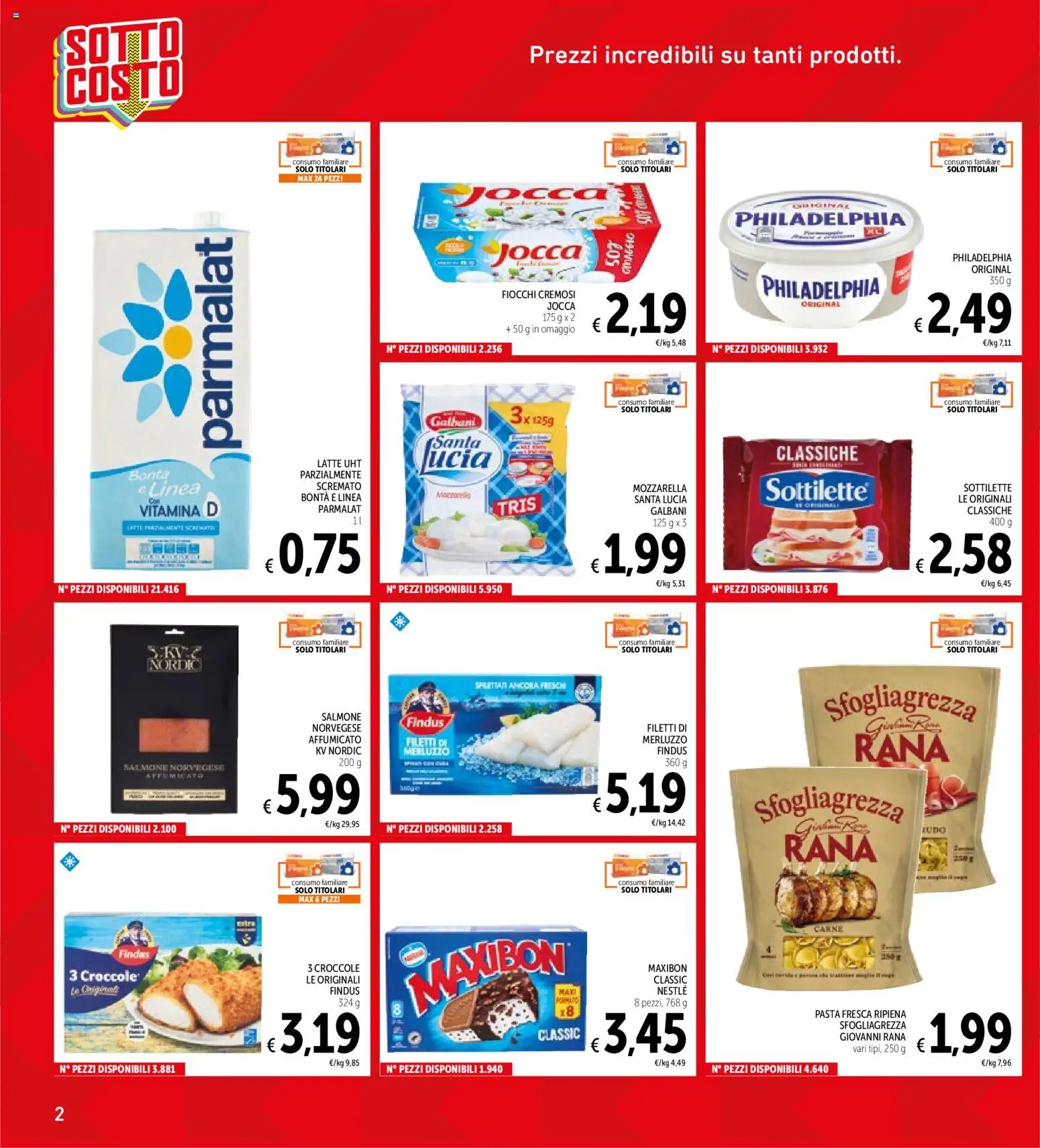 Volantino Spazio Conad del 04/09/2026 | Pagina: 2 | Prodotti: Salmone, Fiocchi, Mozzarella, Pasta
