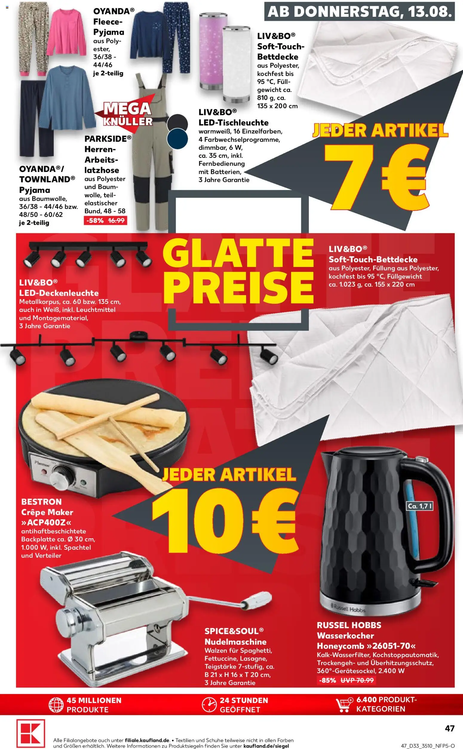Kaufland Prospekt Leipzig – gültig ab 13.08.2026 | Seite: 47 | Produkte: Gewicht, Wasserkocher, Bettdecke, Pyjama