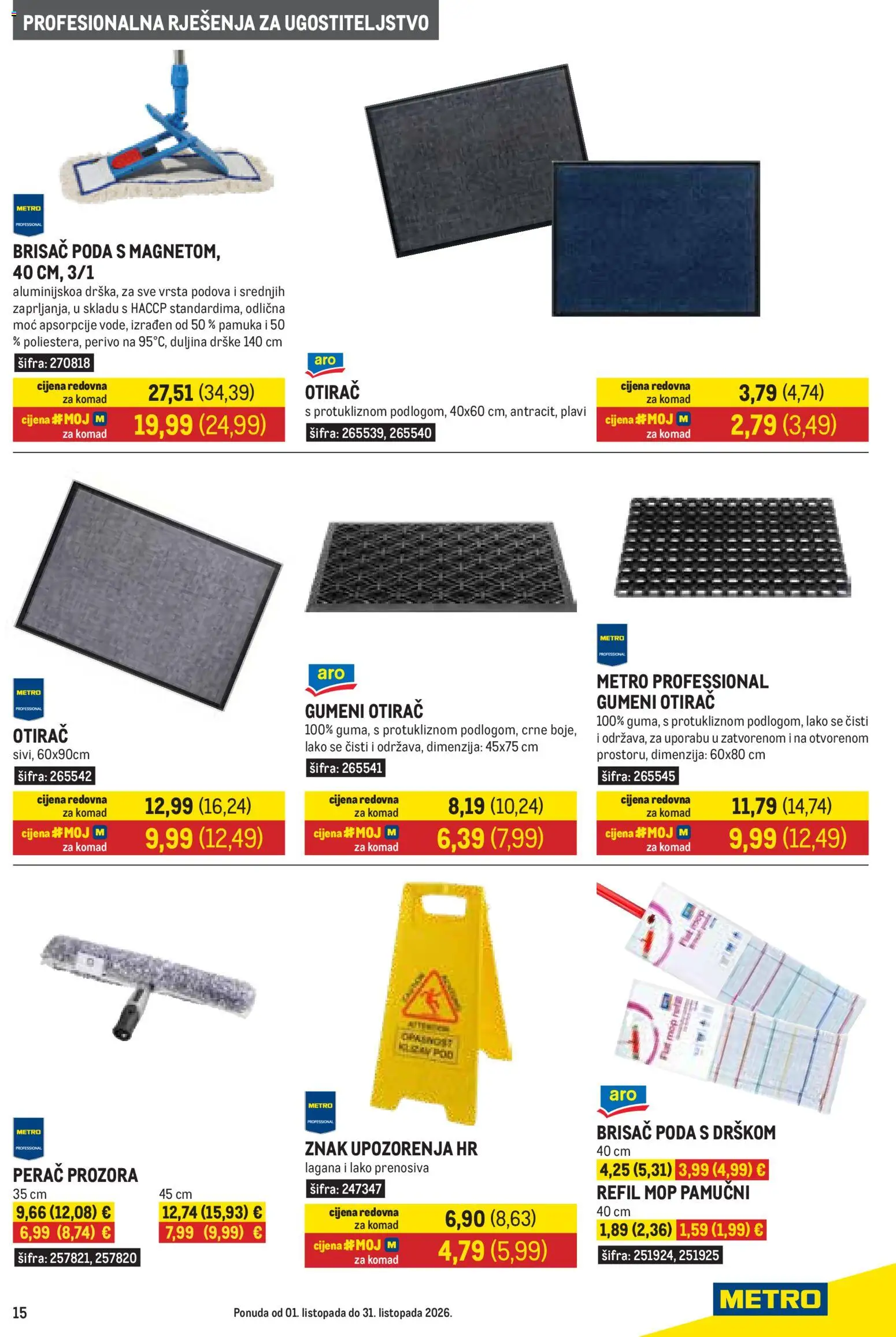 Metro katalog | vrijedi od 01.10.2026 | Stranica: 15 | Proizvodi: Otirač, Brisac poda, Mop