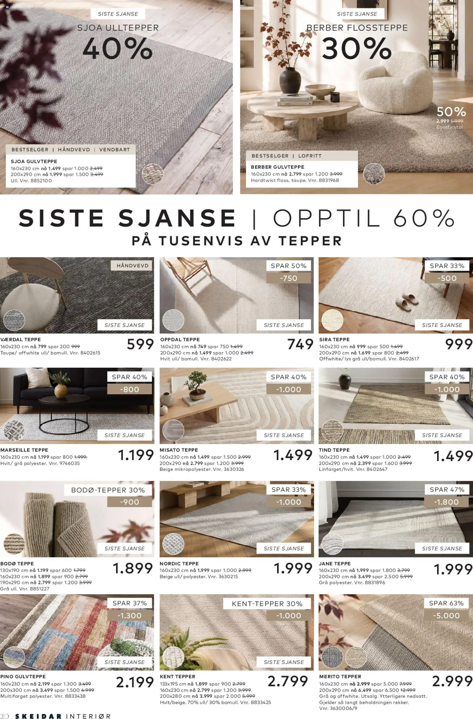 {H1} | Side: 20 | Produkter: Tepper, Lys, Stol, Teppe