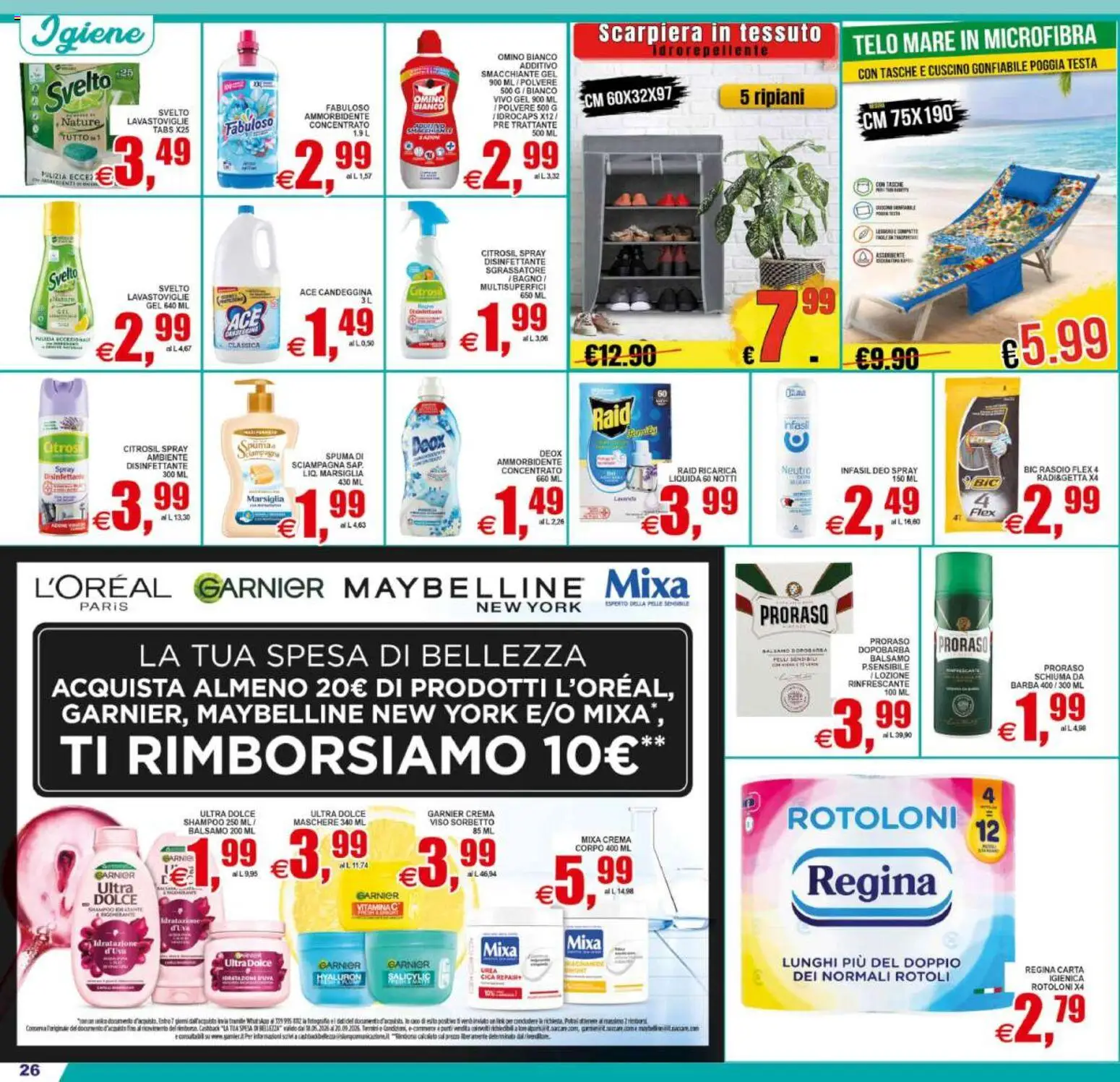 Volantino Pewex del 01/07/2026 | Pagina: 26 | Prodotti: Crema, Rasoio, Spray disinfettante, Crema viso