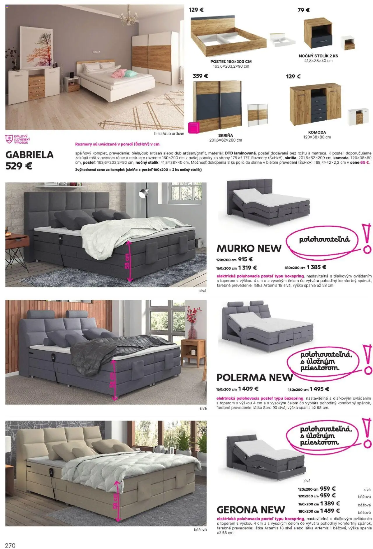 Nové Kondela akcie – leták je platný od 16.05.2025 | Strana: 270 | Produkty: Matrac, Posteľ, Skriňa, Nočný stolík