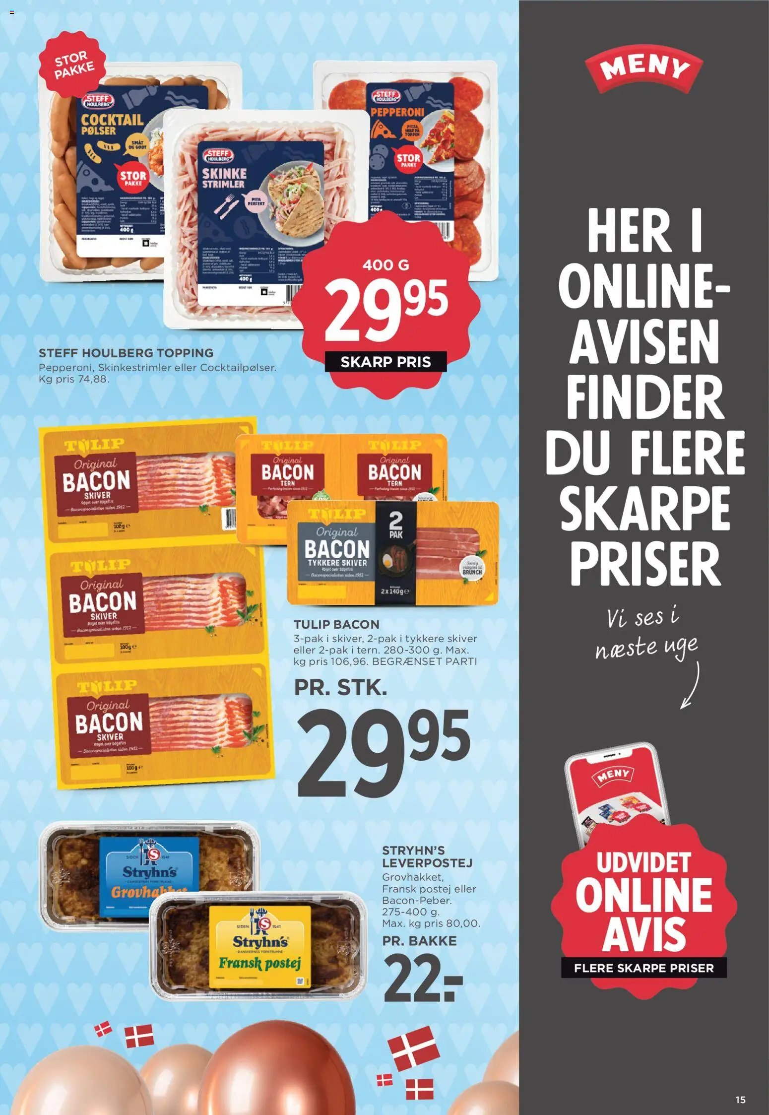 Meny tilbudsavis – gyldig fra 08.05.2026 | Side: 17 | Produkter: Pølser, Skinke, Leverpostej, Bacon