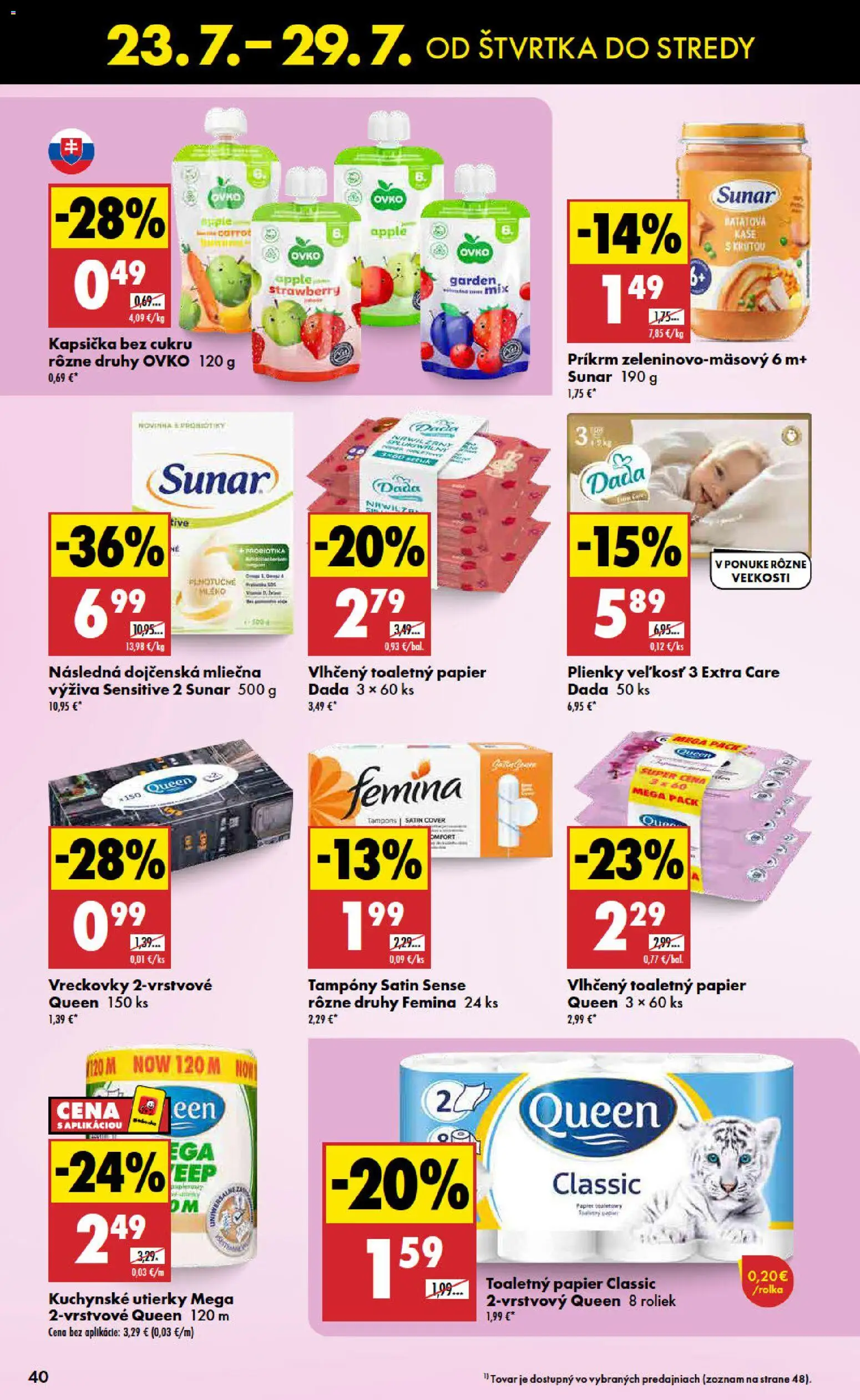 Nové Biedronka akcie – leták je platný od 23.07.2026 | Strana: 40 | Produkty: Apple, Sunar, Plienky, Jar