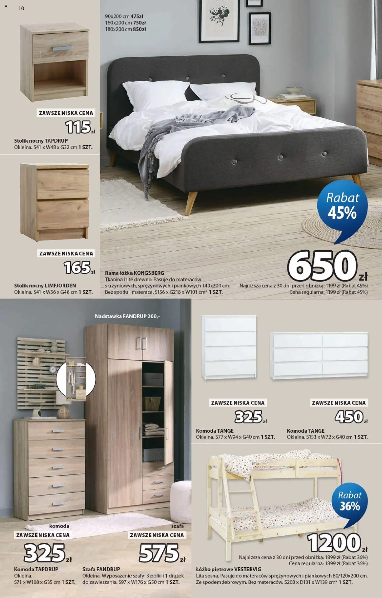 JYSK gazetka od 10.06.2026 | Strona: 10 | Produkty: Łóżko, Szafa, Komoda, Stolik nocny