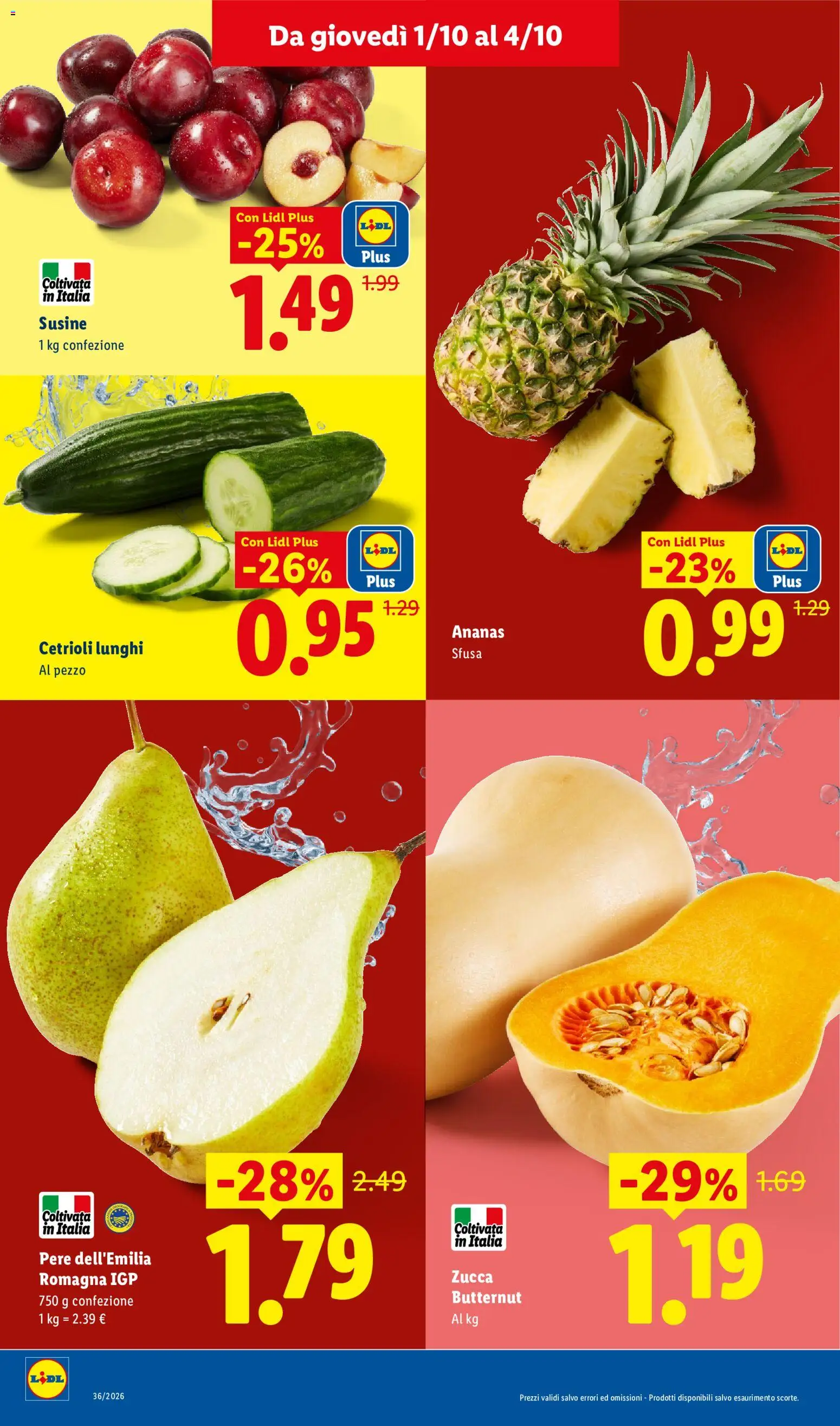 Volantino Lidl del 01/10/2026 | Pagina: 2 | Prodotti: Cetrioli, Ananas, Zucca, Susine