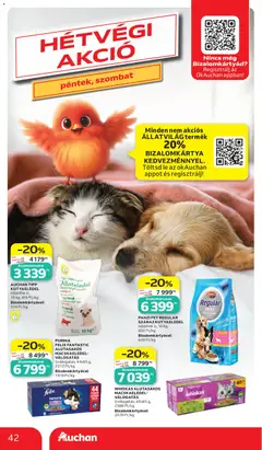 Auchan akciós újság - amely érvényes a következő dátumtól: 11.06.2026 | Oldal: 42 | Termékek: Macskaeledel, Kutyaeledel, Whiskas