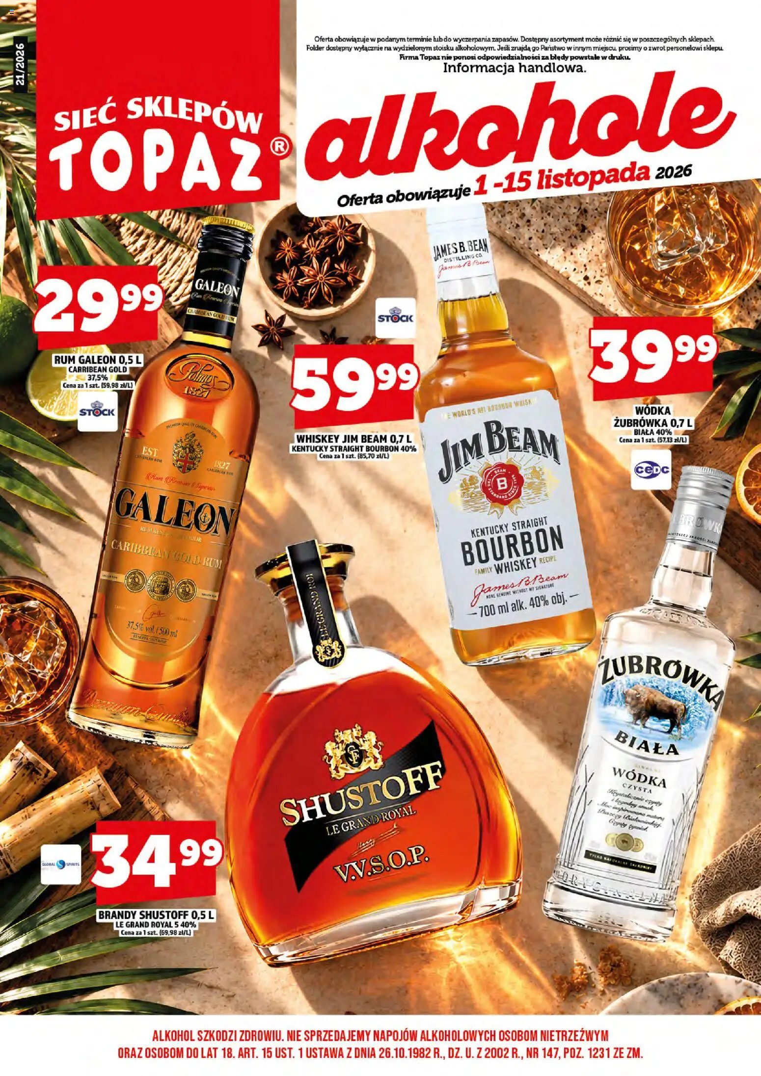 Topaz gazetka alkoholowa od 01.11.2026 | Strona: 3 | Produkty: Bourbon whisky, Bourbon, Żubrówka, Whisky