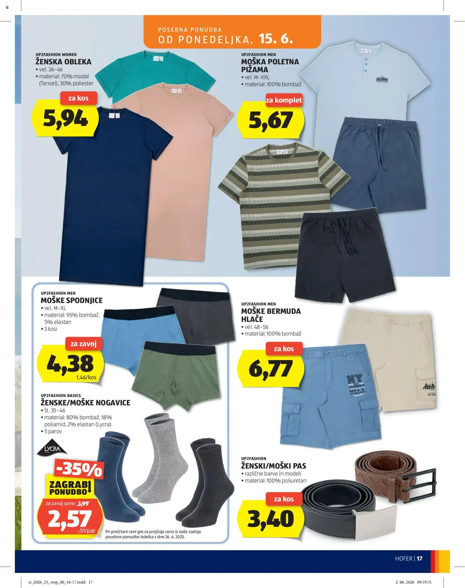 Hofer SI katalog | vrijedi od 10.06.2026 | Stranica: 17 | Proizvodi: Hlače