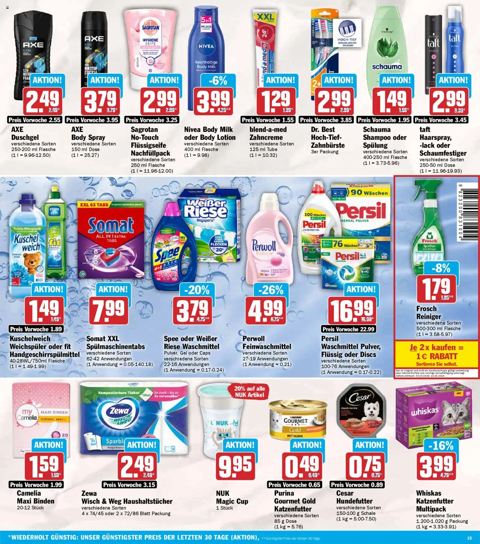 HIT Prospekt 	 – gültig ab 09.03.2026 | Seite: 15 | Produkte: Perwoll, Spee, Waschmittel, Body Milk