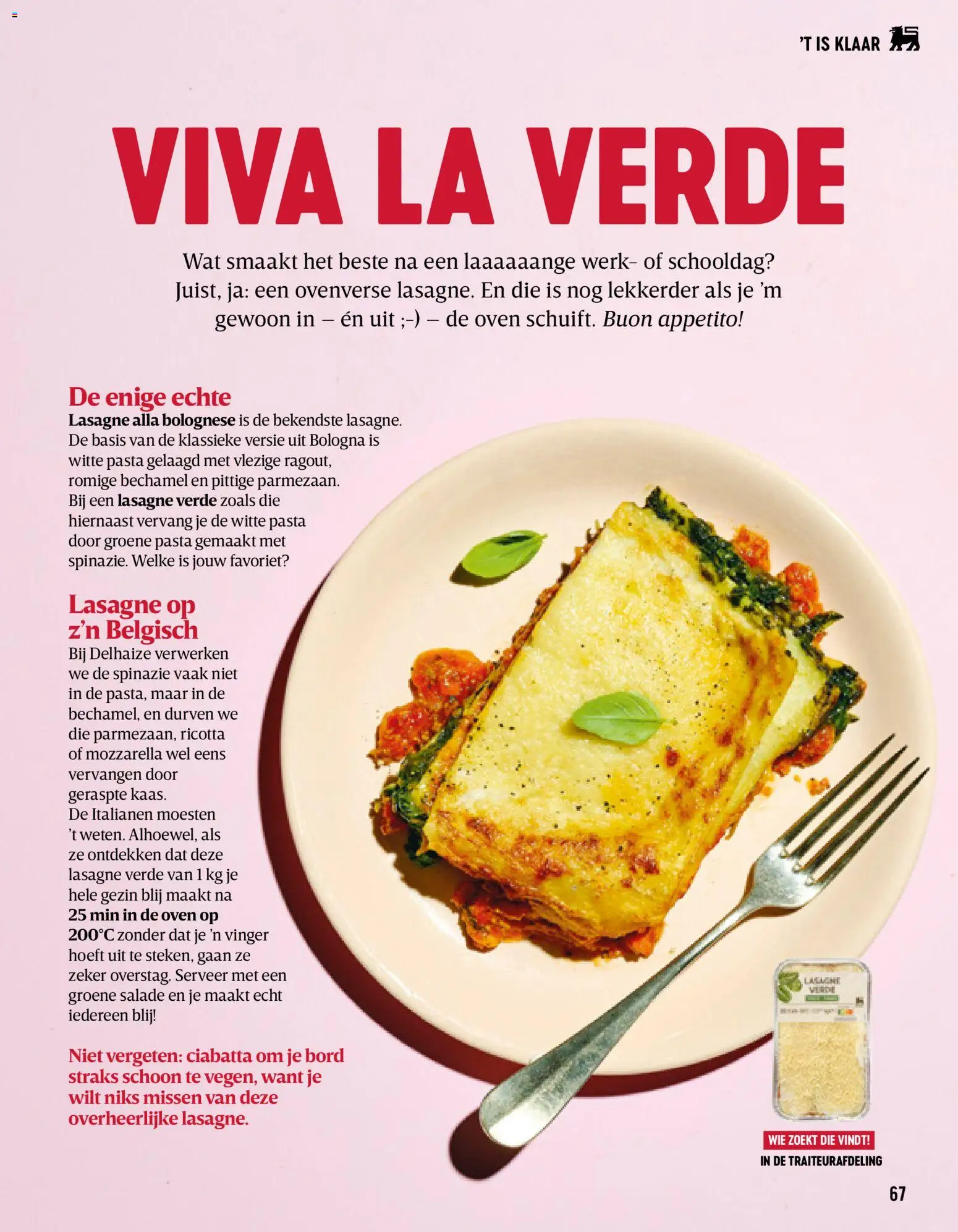 {H1} | Pagina: 67 | Producten: Lasagne, Pasta, Ricotta, Spinazie
