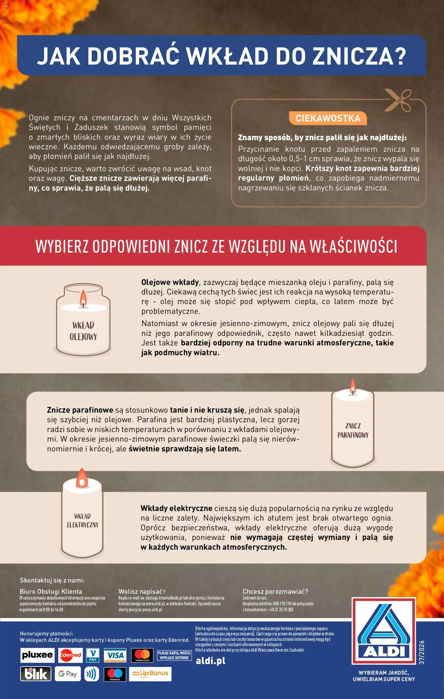 Aldi gazetka - Szeroka oferta zniczy w super cenach od 12.09.2026 | Strona: 12 | Produkty: Znicze, Olej