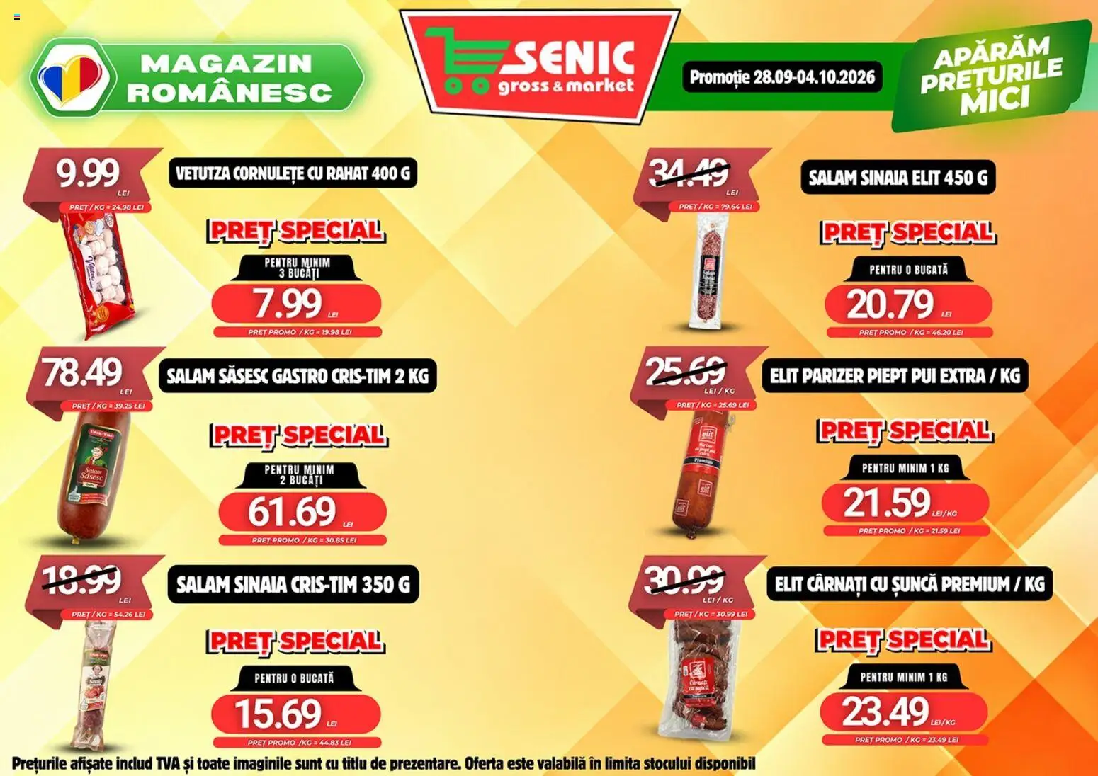 Noul catalog Senic – valabil de la 01.10.2026 | Pagină: 4 | Produse: Gastro, Mici, Parizer, Cornulețe