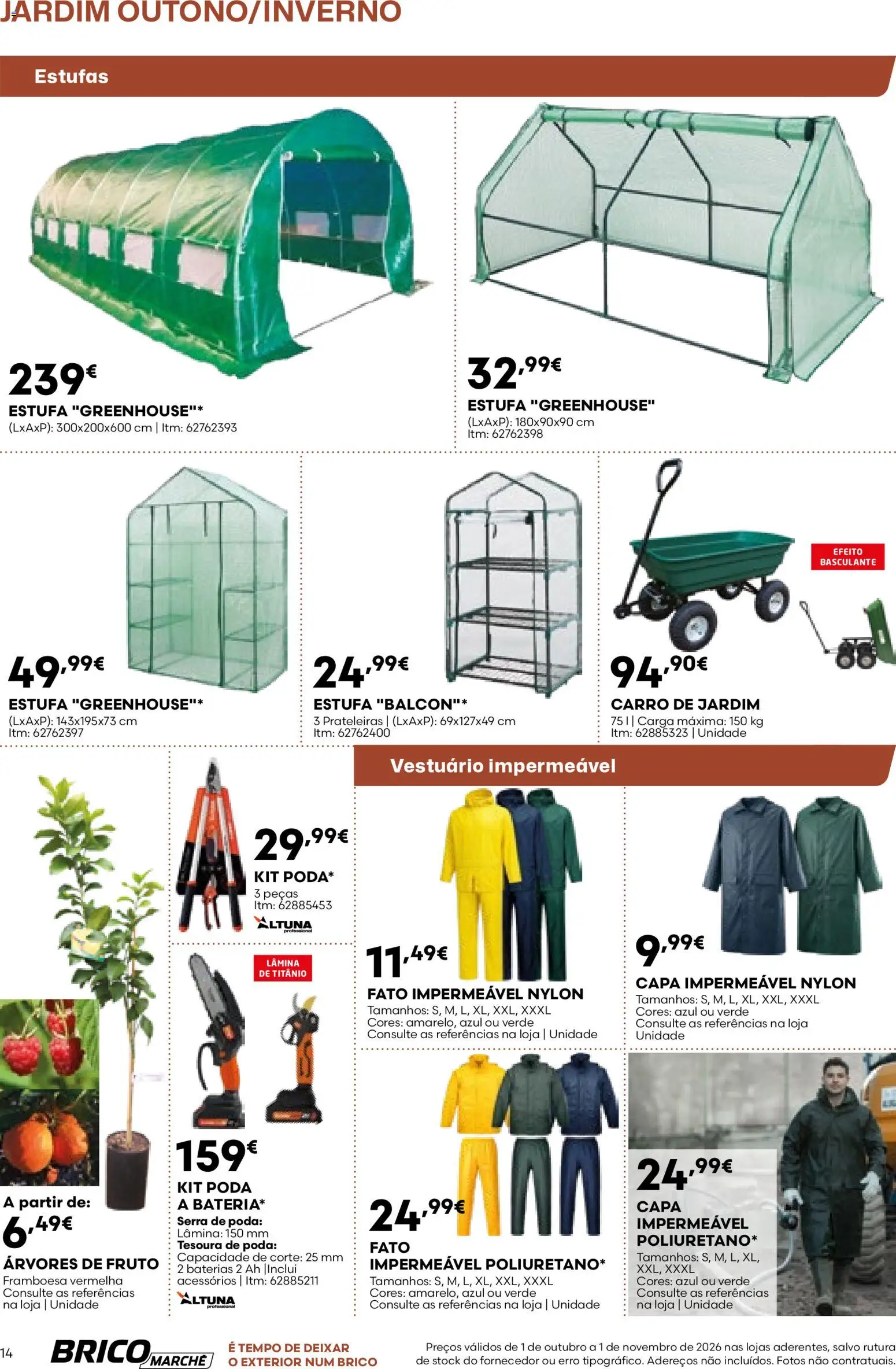 BricoMarché folheto 14 - Catálogo de Jardim Outuno Inverno │ válido de 01/10/2026 | Página: 14 | Produtos: Baterias, Tesoura de poda, Fato