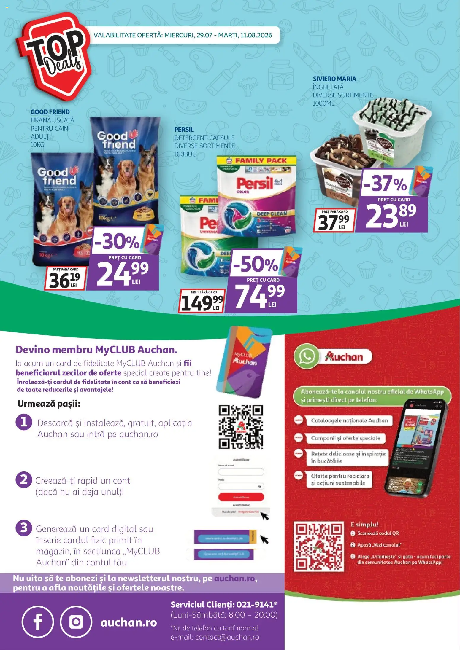 Noul catalog Auchan – valabil de la 29.07.2026 | Pagină: 38 | Produse: Telefon, Clean, Detergent, Înghețată