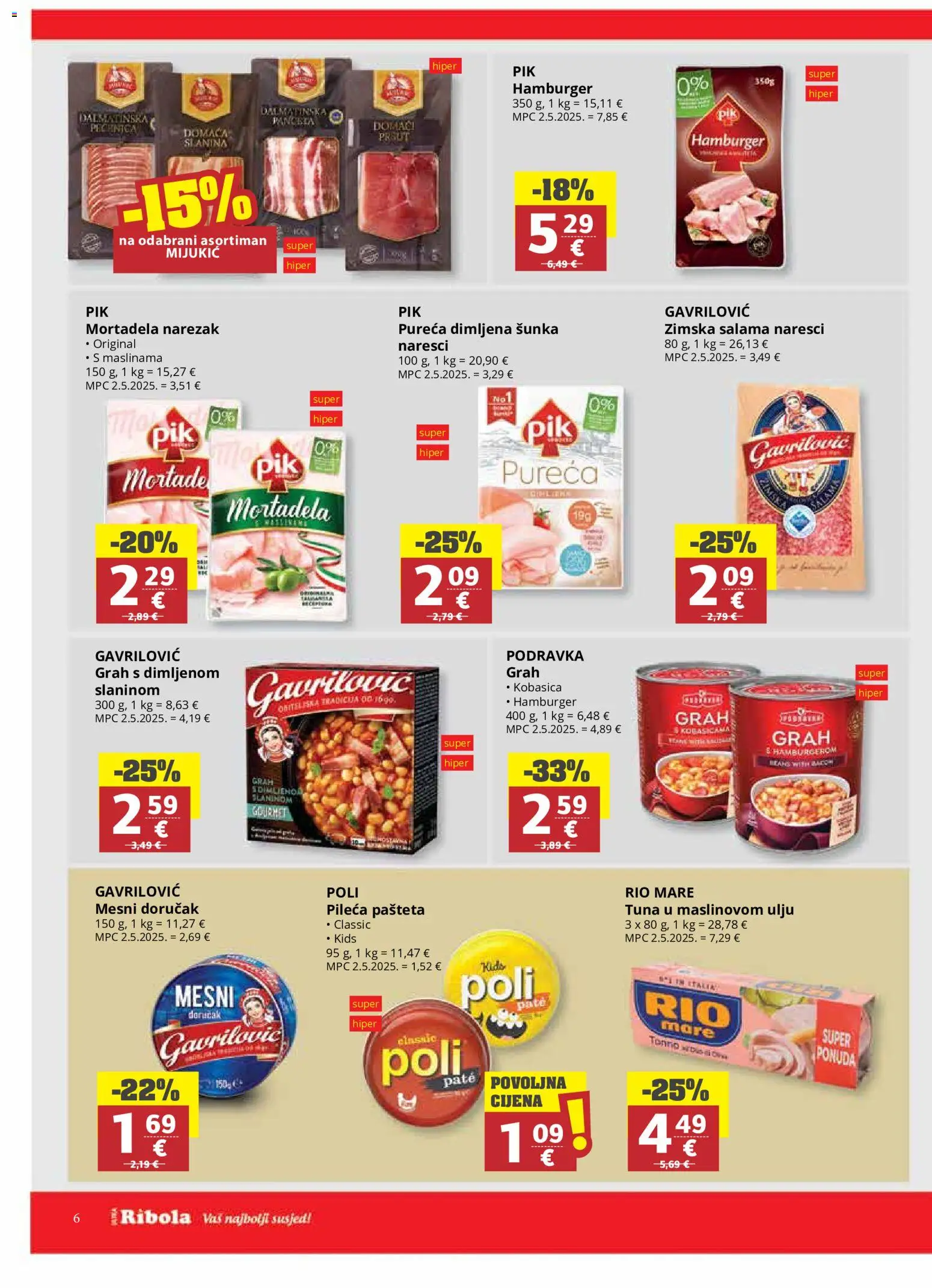 Ribola katalog | vrijedi od 30.09.2026 | Stranica: 6 | Proizvodi: Rio Mare, Šunka, Kobasica, Tuna