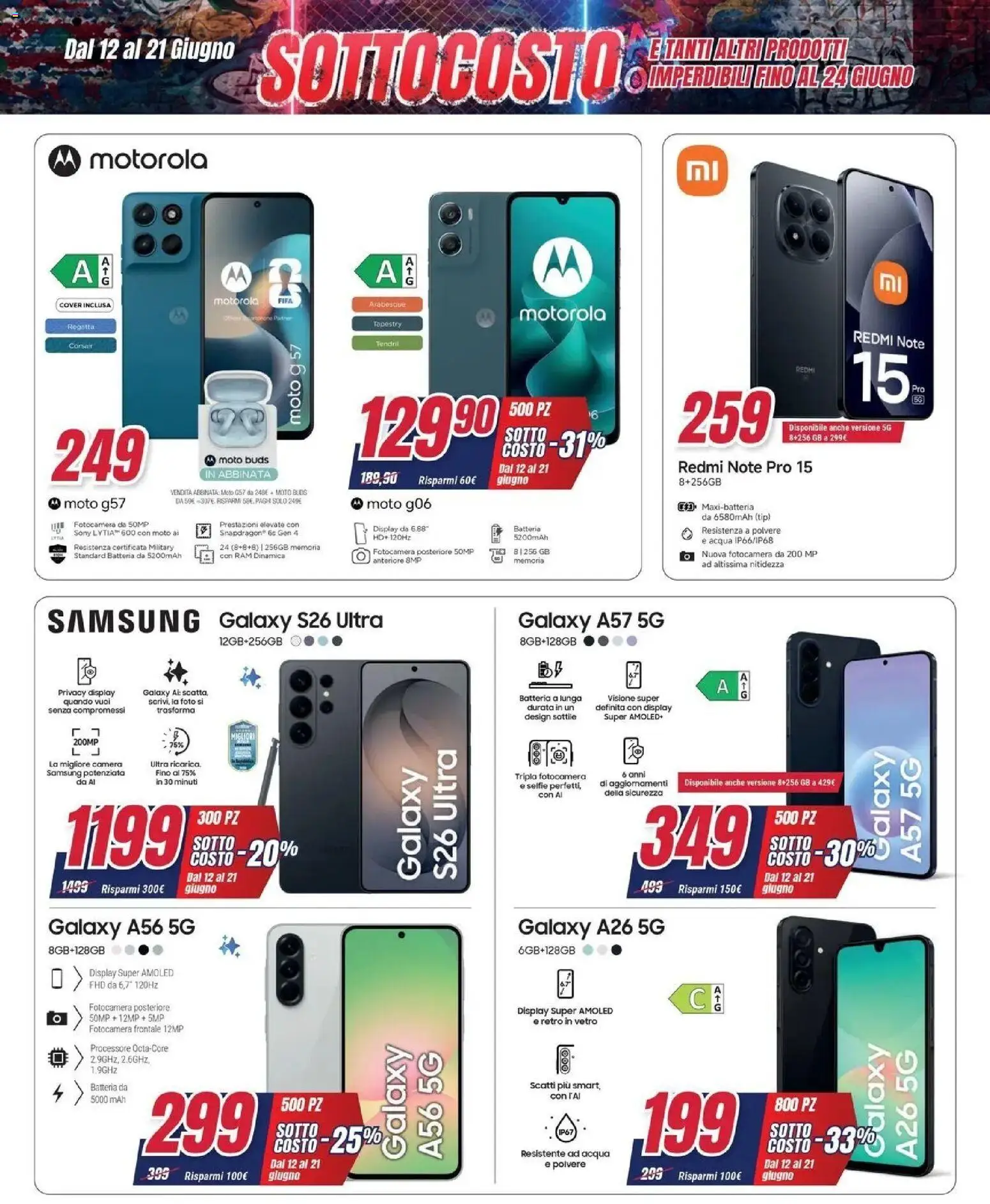 Volantino Trony del 11.06.2026 | Pagina: 3 | Prodotti: Samsung Galaxy, Acqua, Fotocamera, Batteria