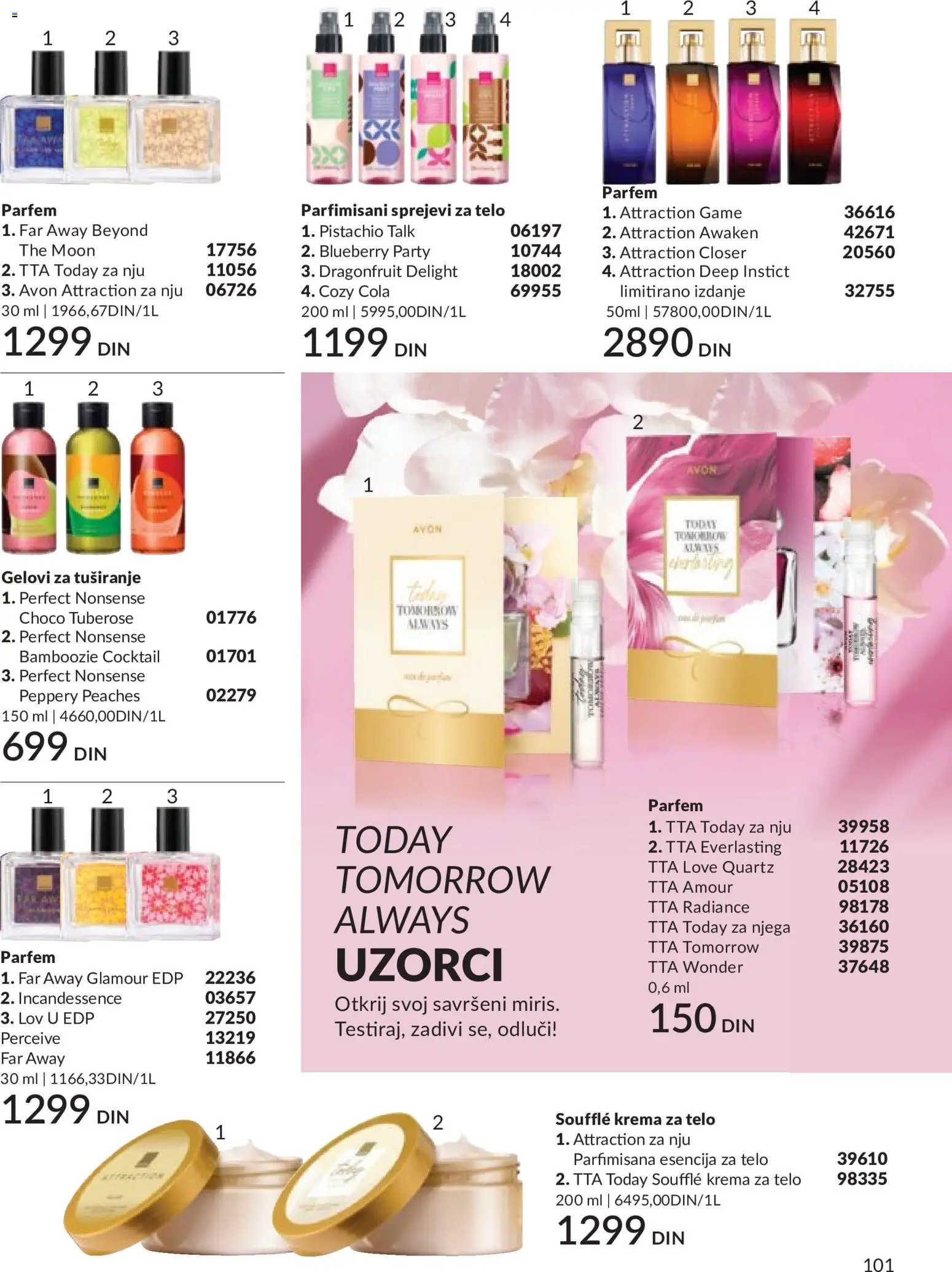 AVON katalog - važi od 01.05.2026 | Strana: 101 | Proizvode: Parfem, Krema, Krema za telo