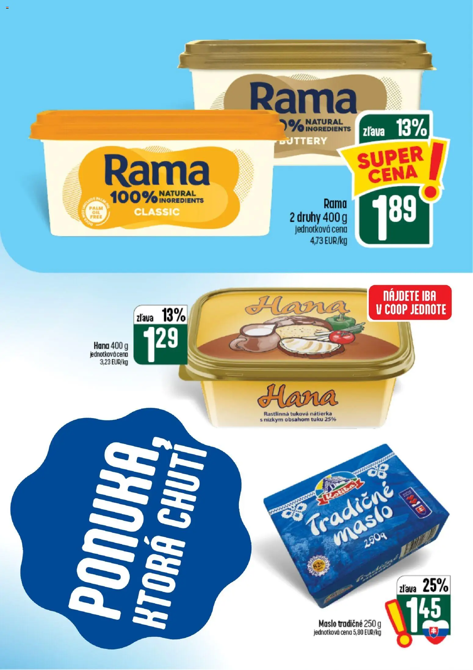Nové COOP Jednota akcie – leták je platný od 26.08.2026 | Strana: 27 | Produkty: Maslo, Nátierka, Rama
