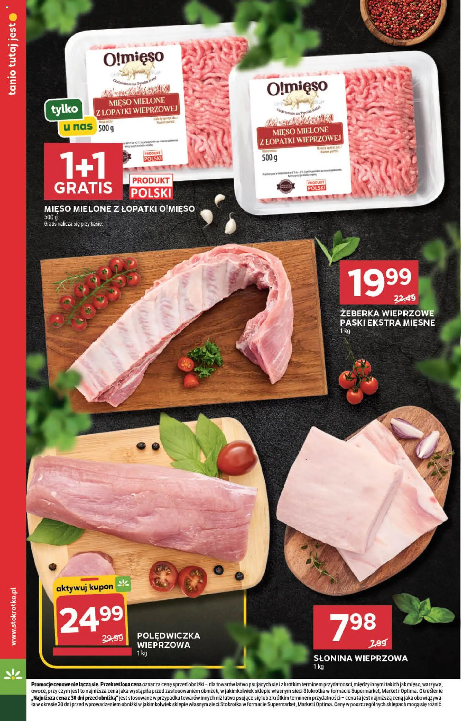 Stokrotka gazetka od 08.10.2026 | Strona: 14 | Produkty: Żeberka wieprzowe, Słonina, Stokrotka, Stół