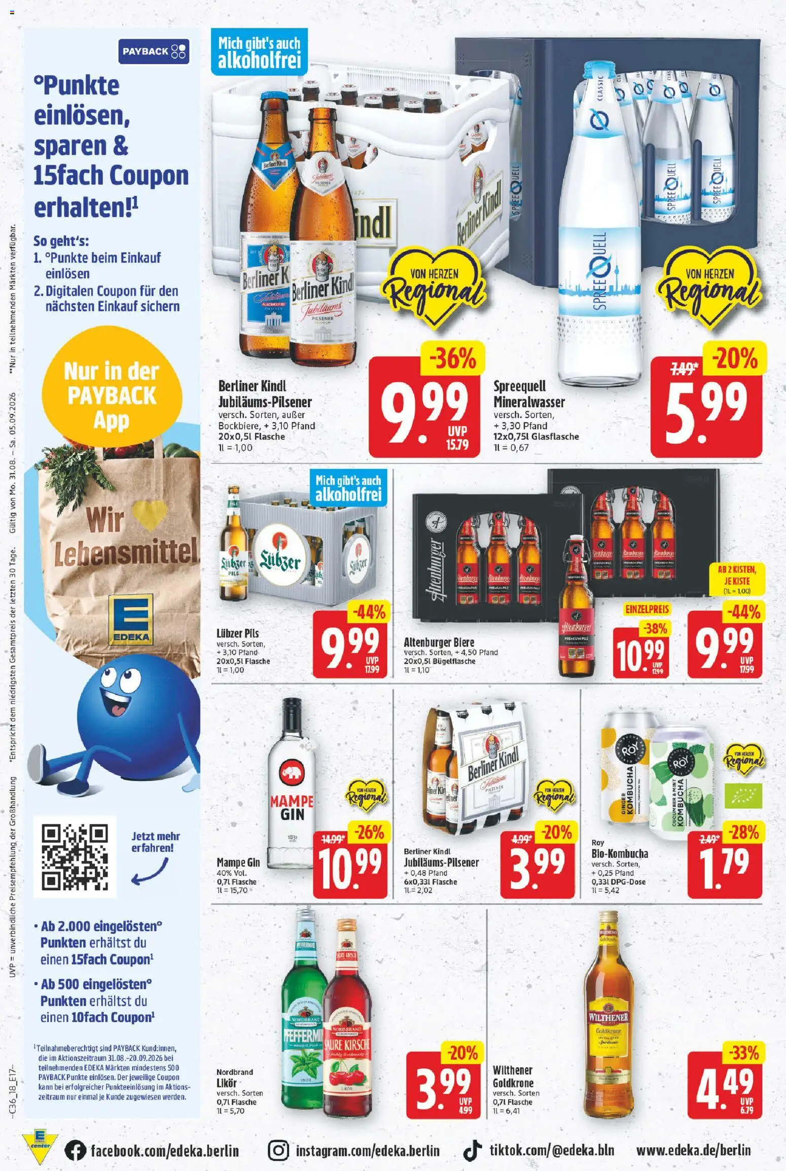 E center Prospekt – gültig ab 31.08.2026 | Seite: 20 | Produkte: Berliner, Pils, Gin, Lubzer