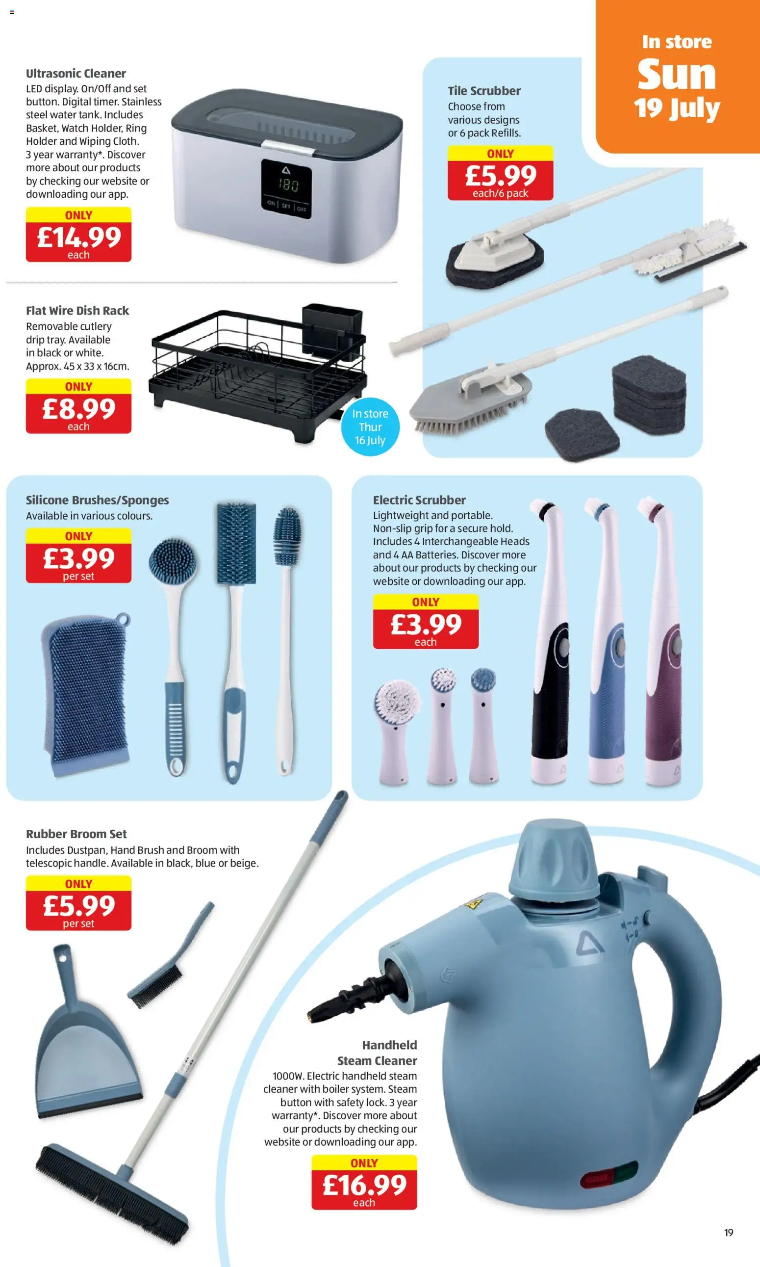 {H1} | Page: 19 | Products: Brush, Steam cleaner, Water, Watch