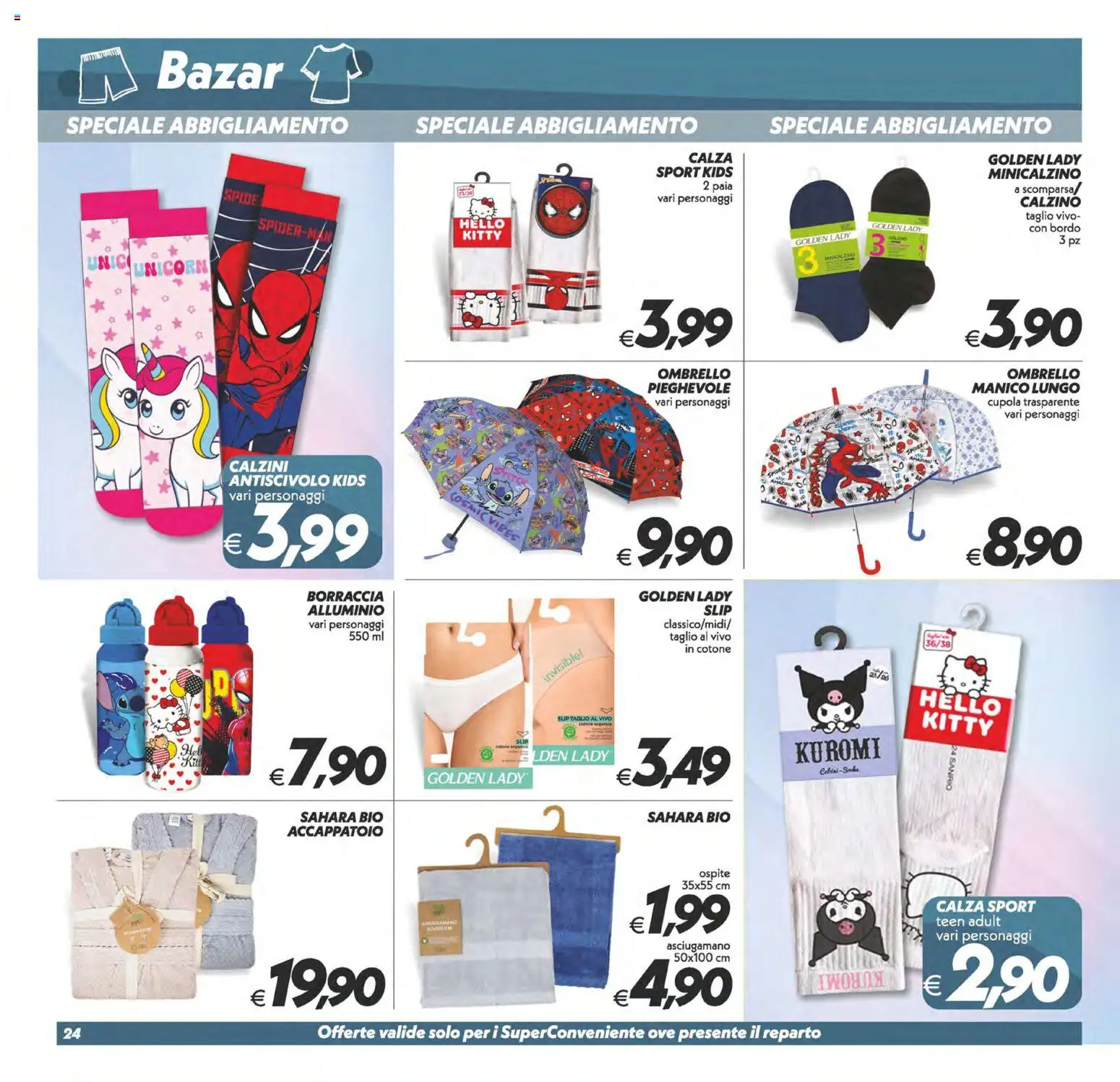 Volantino SuperConveniente del 02/10/2026 | Pagina: 24 | Prodotti: Accappatoio, Slip, Ombrello, Alluminio