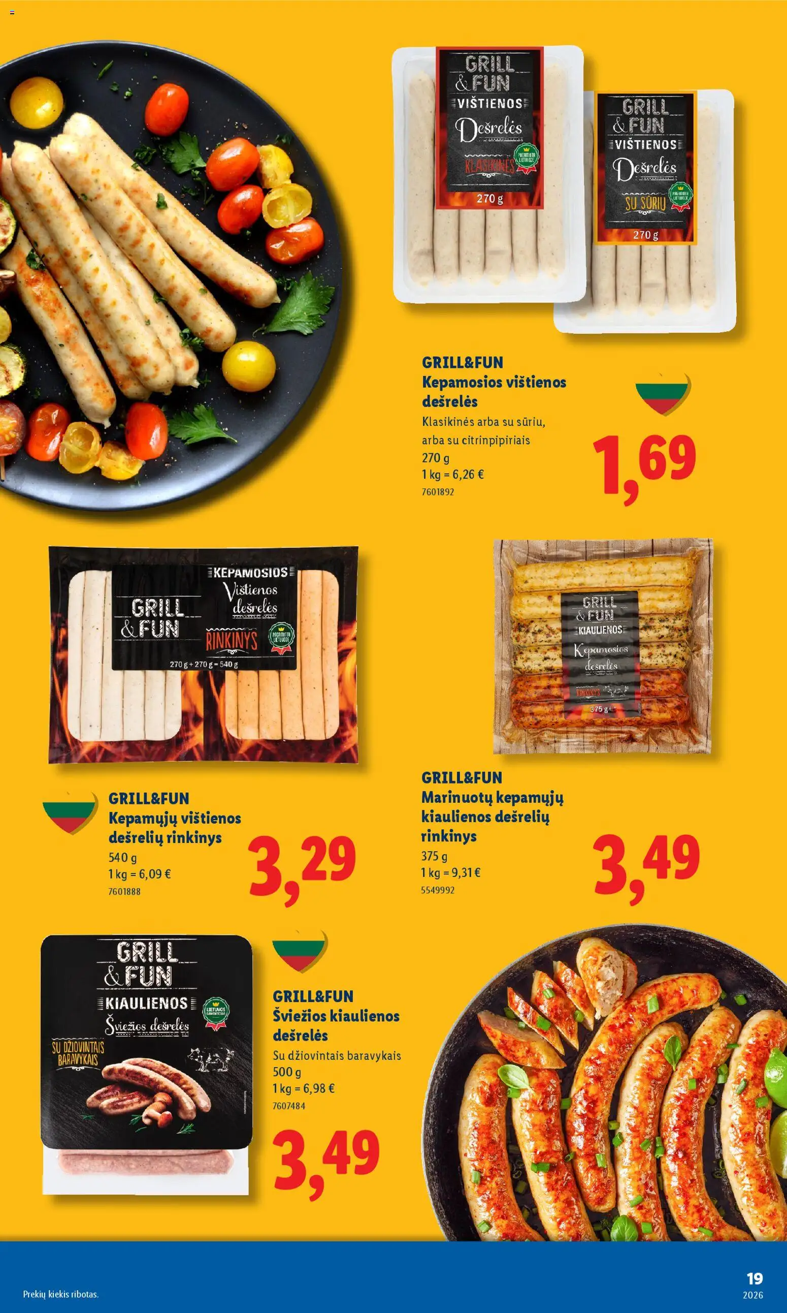 LIDL akcijos nuo 06.04.2026 | Puslapis: 19 | Prekių: Dešrelės, Aliejus, Duona