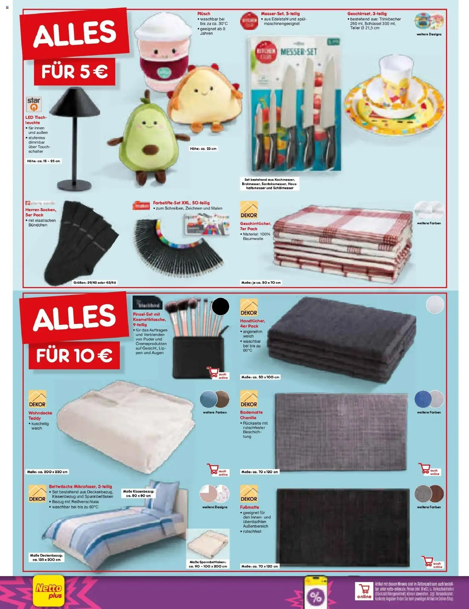 Netto Marken-Discount Prospekt Jüchen (ab 10.08.2026) » Angebote | Seite: 42 | Produkte: Tisch, Bettwäsche, Puder, Fußmatte
